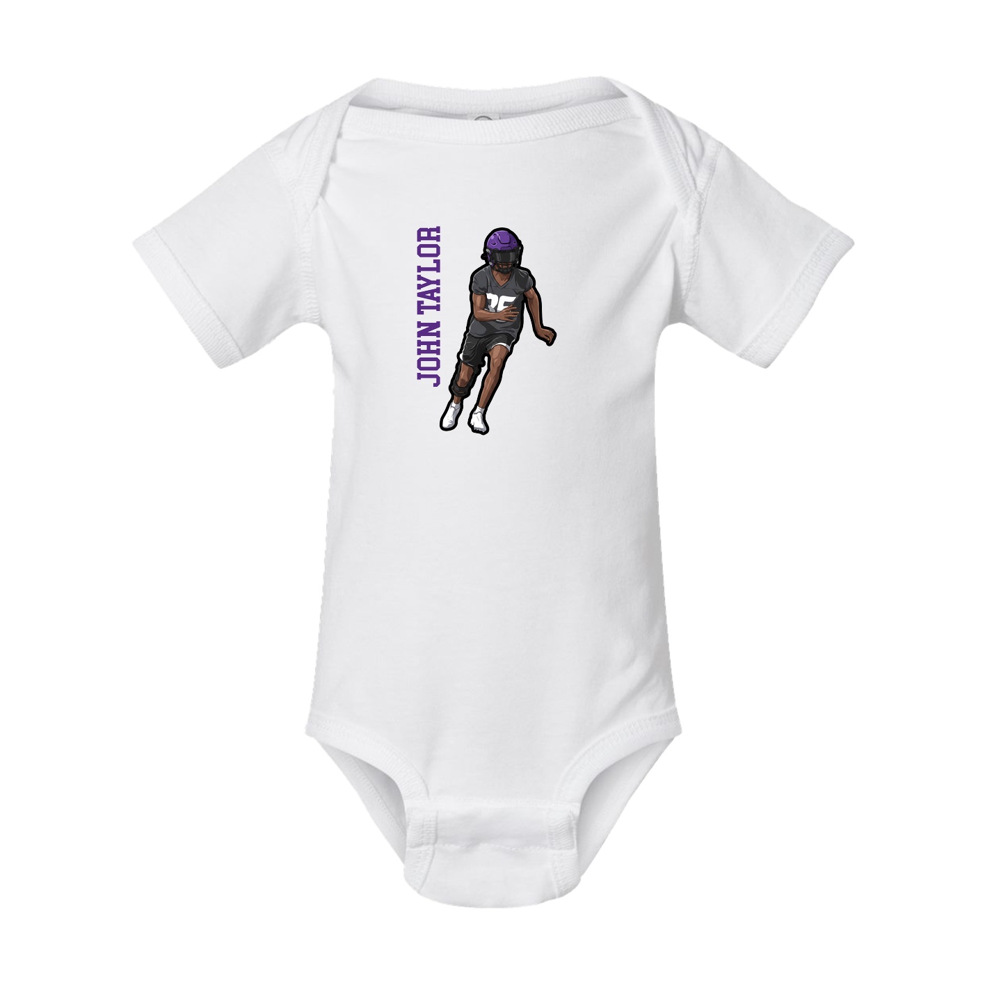 Baby Onesie — Name Vertical in White