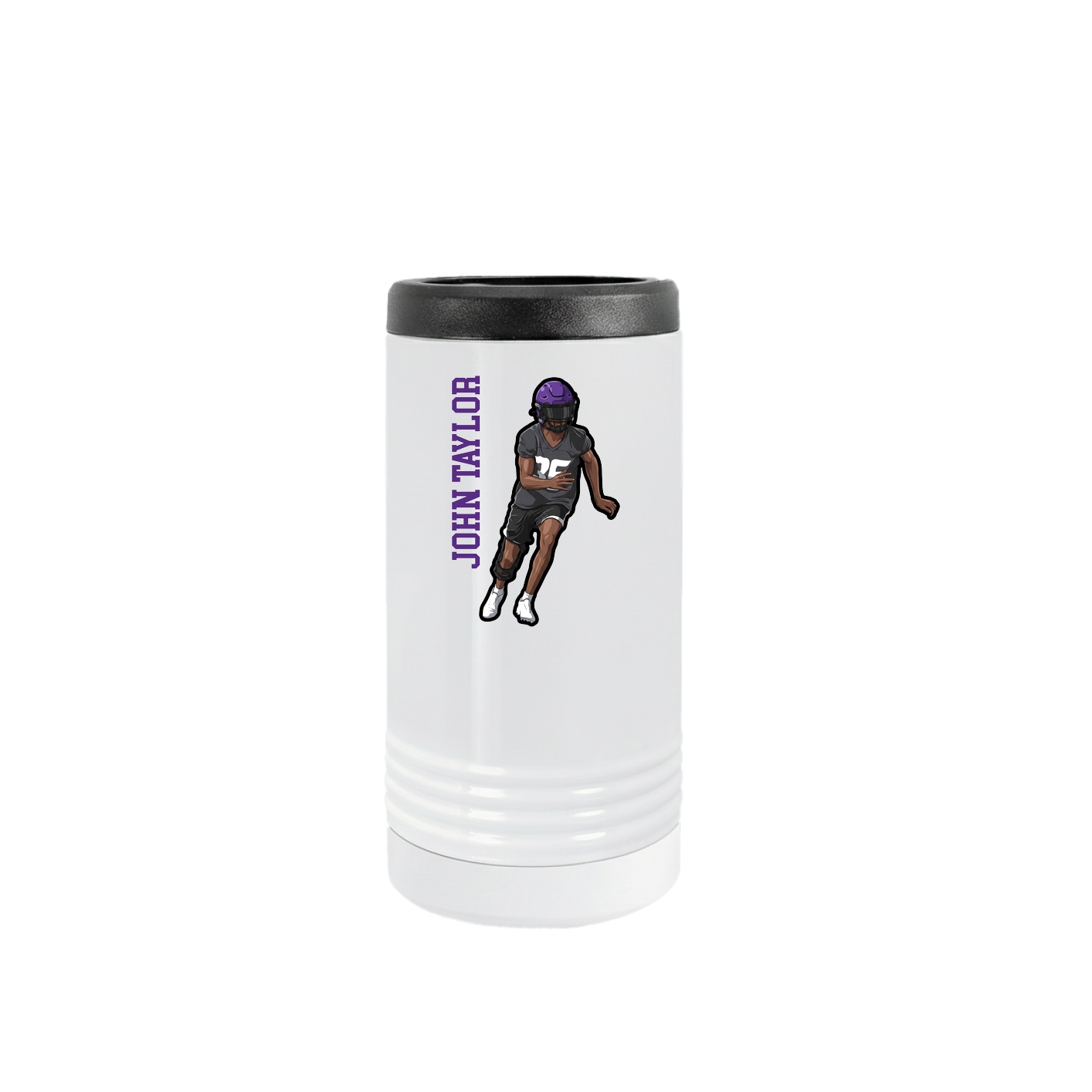 Slim Beverage Holder — Name Vertical in White