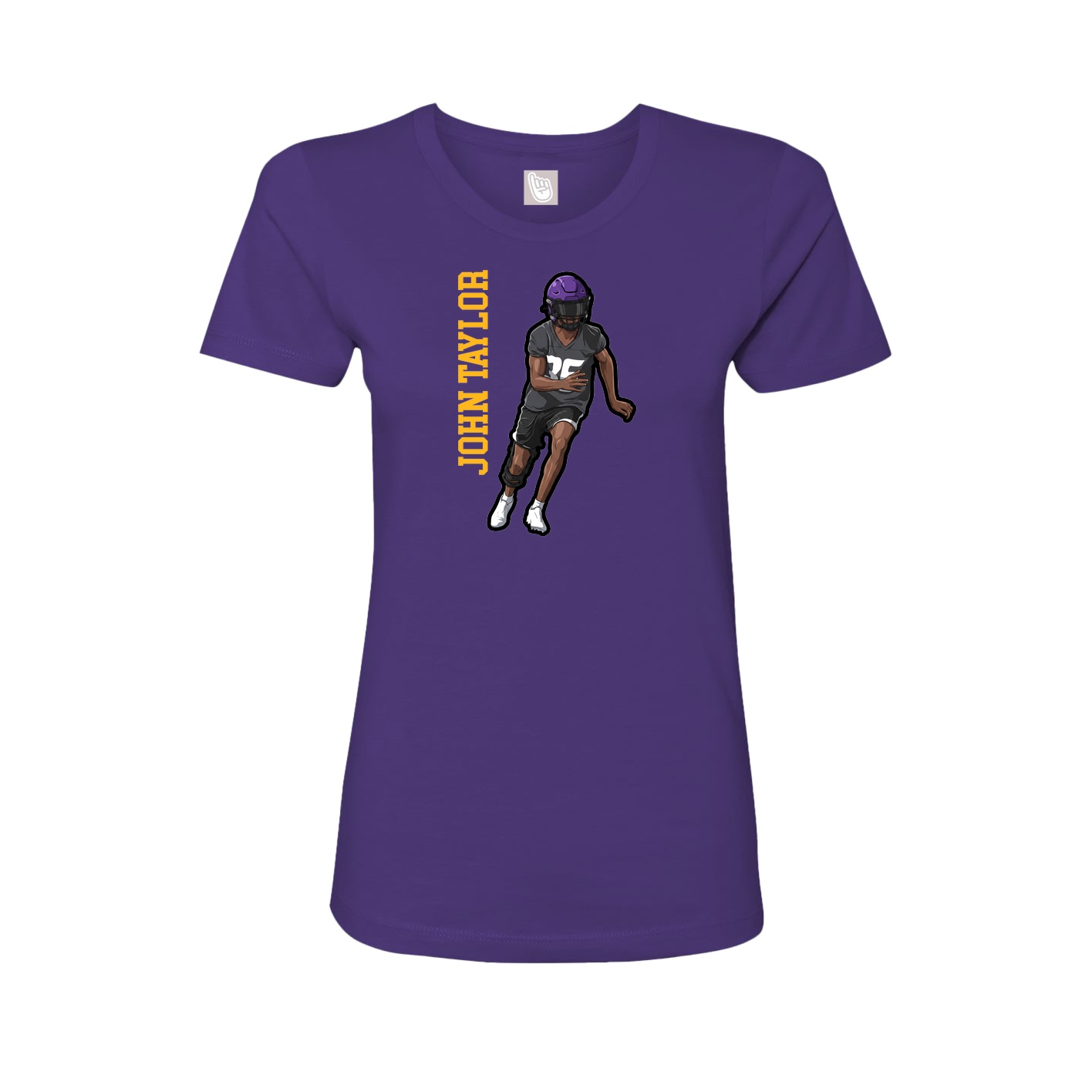 Fitted Women's Tee — Name Vertical in Purple