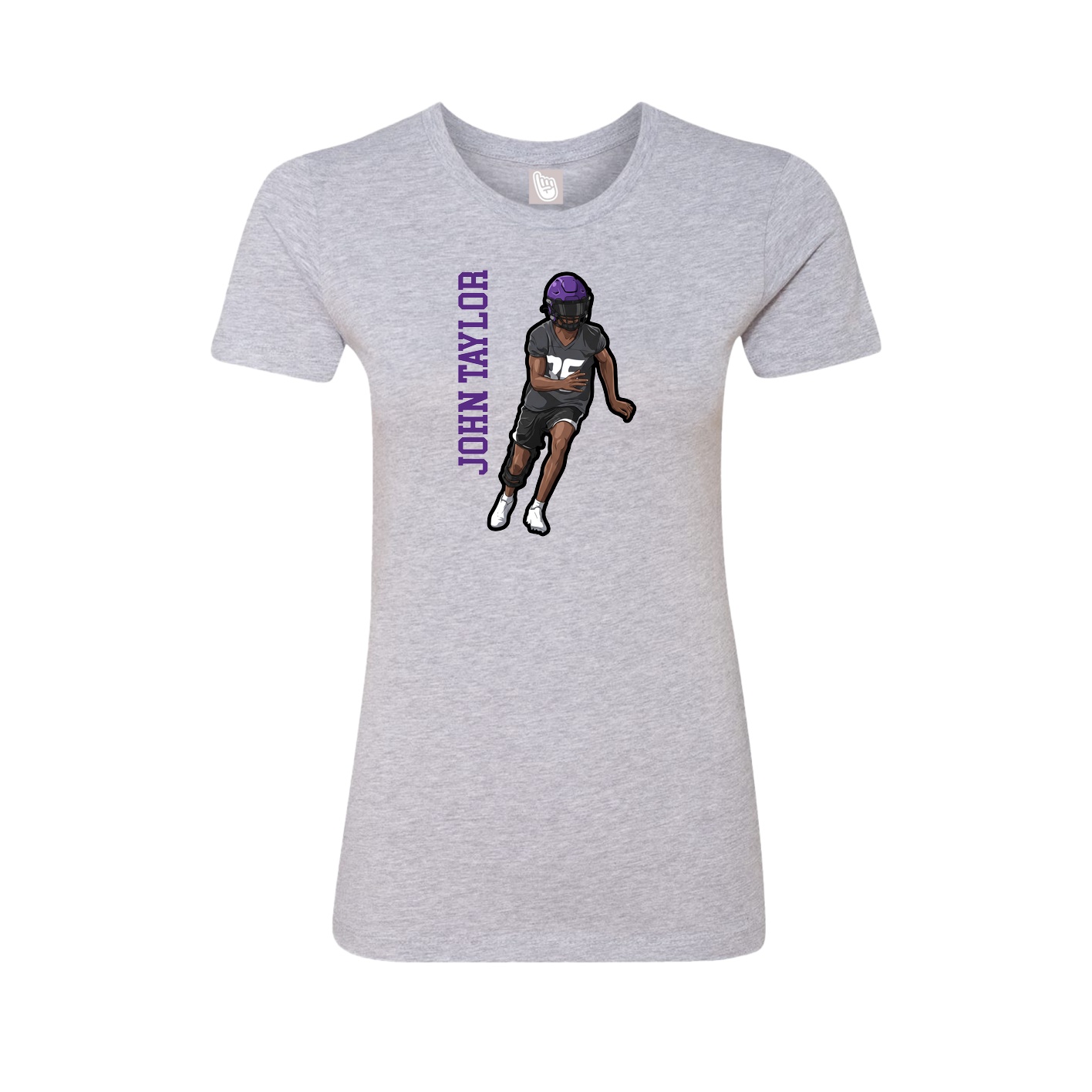 Womens Tee — Name Vertical in Grey