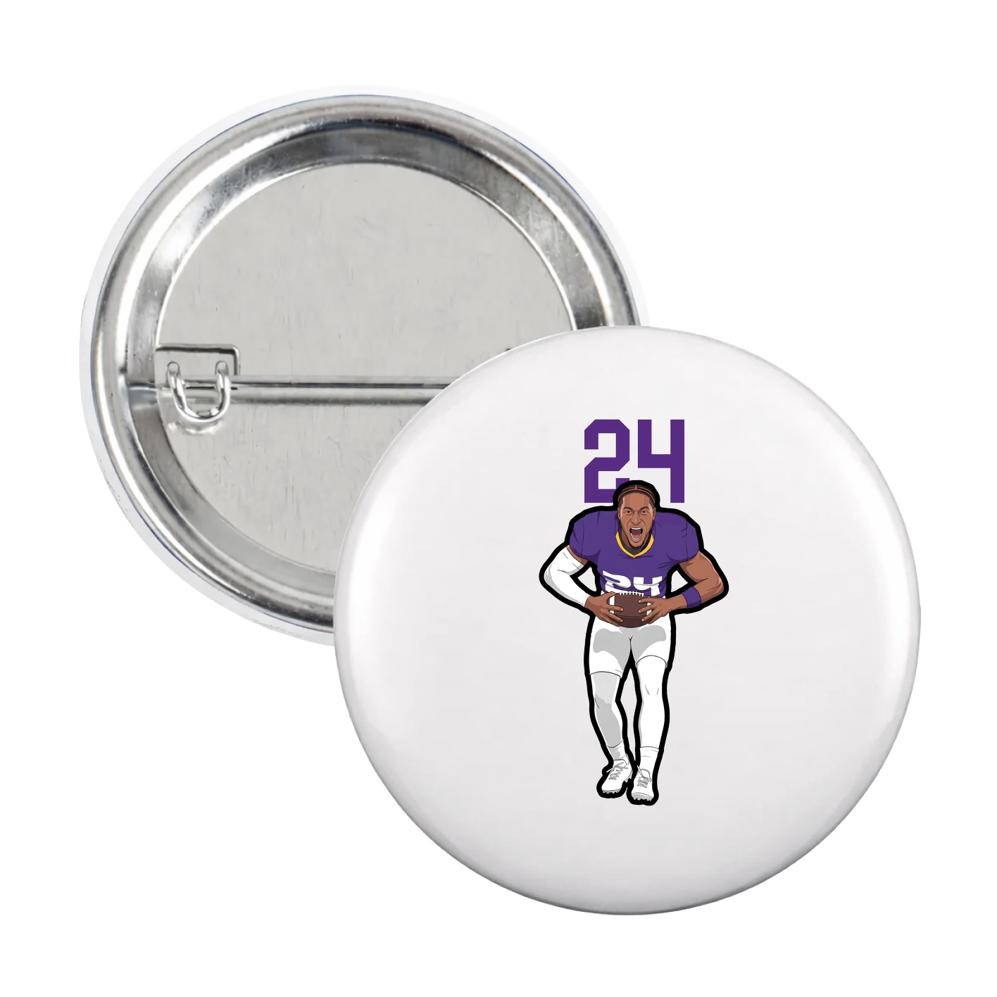 Game Day Button — Number Top in White