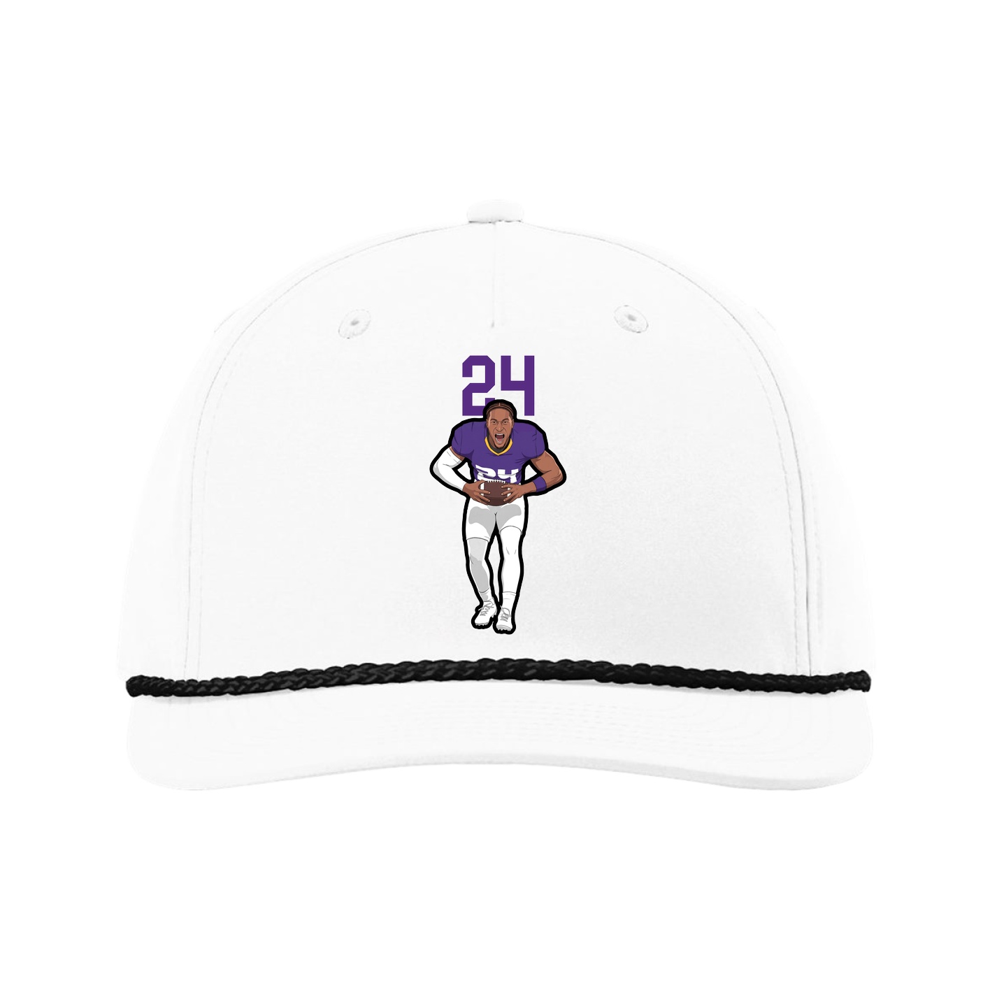 Five-Panel Classic Rope Cap — Number Top in White