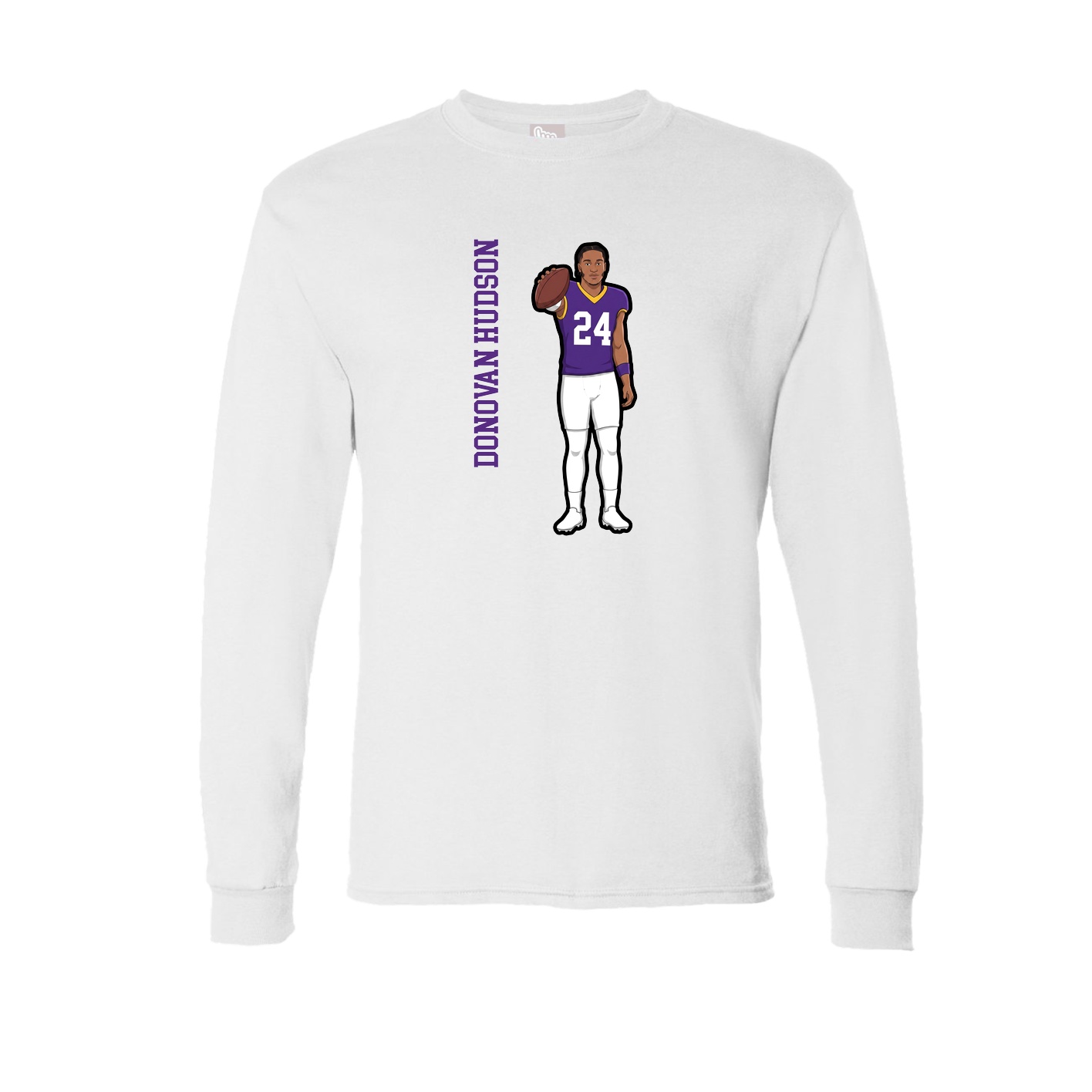 Long Sleeve Tee — Name Vertical in White