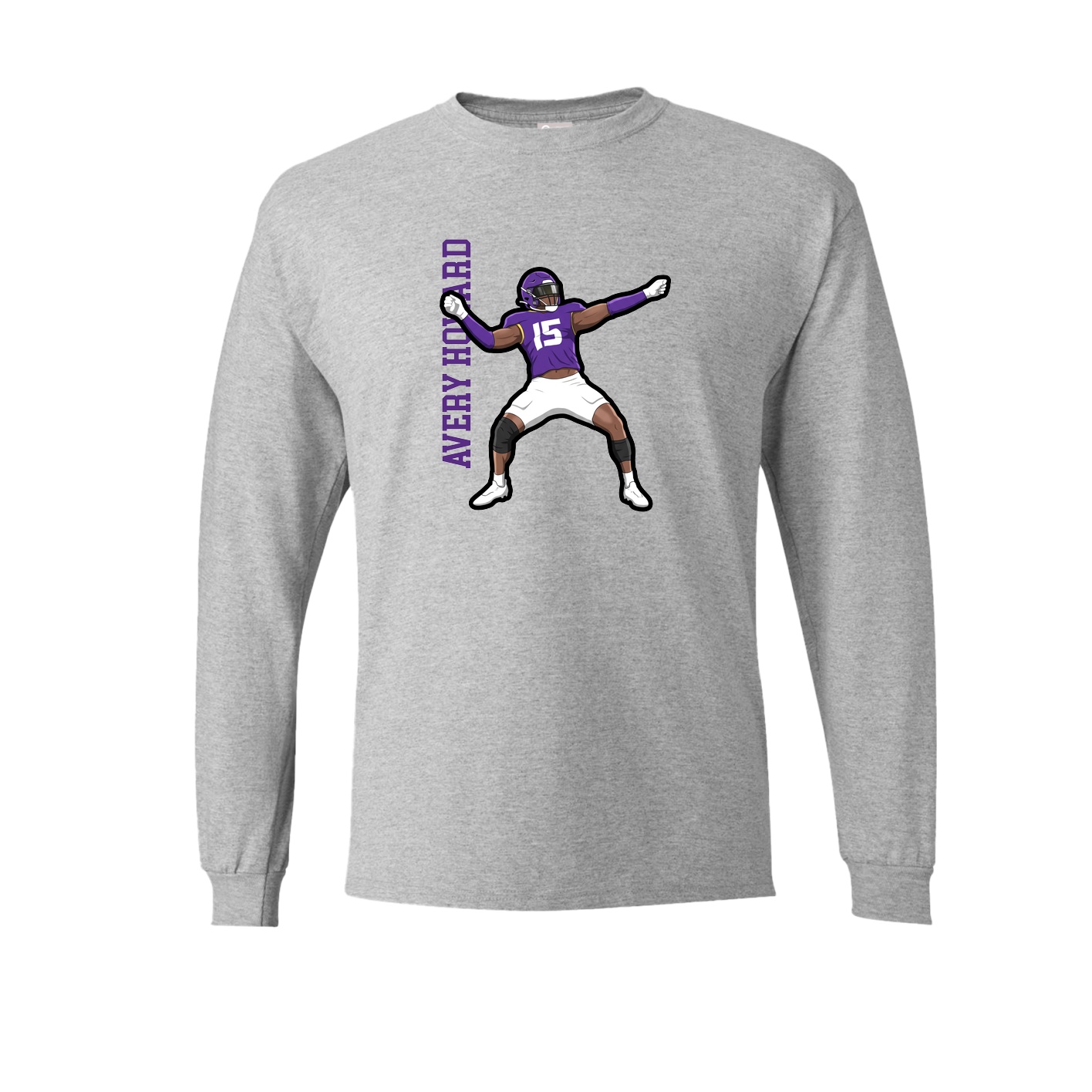 Long Sleeve Tee — Name Vertical in Grey