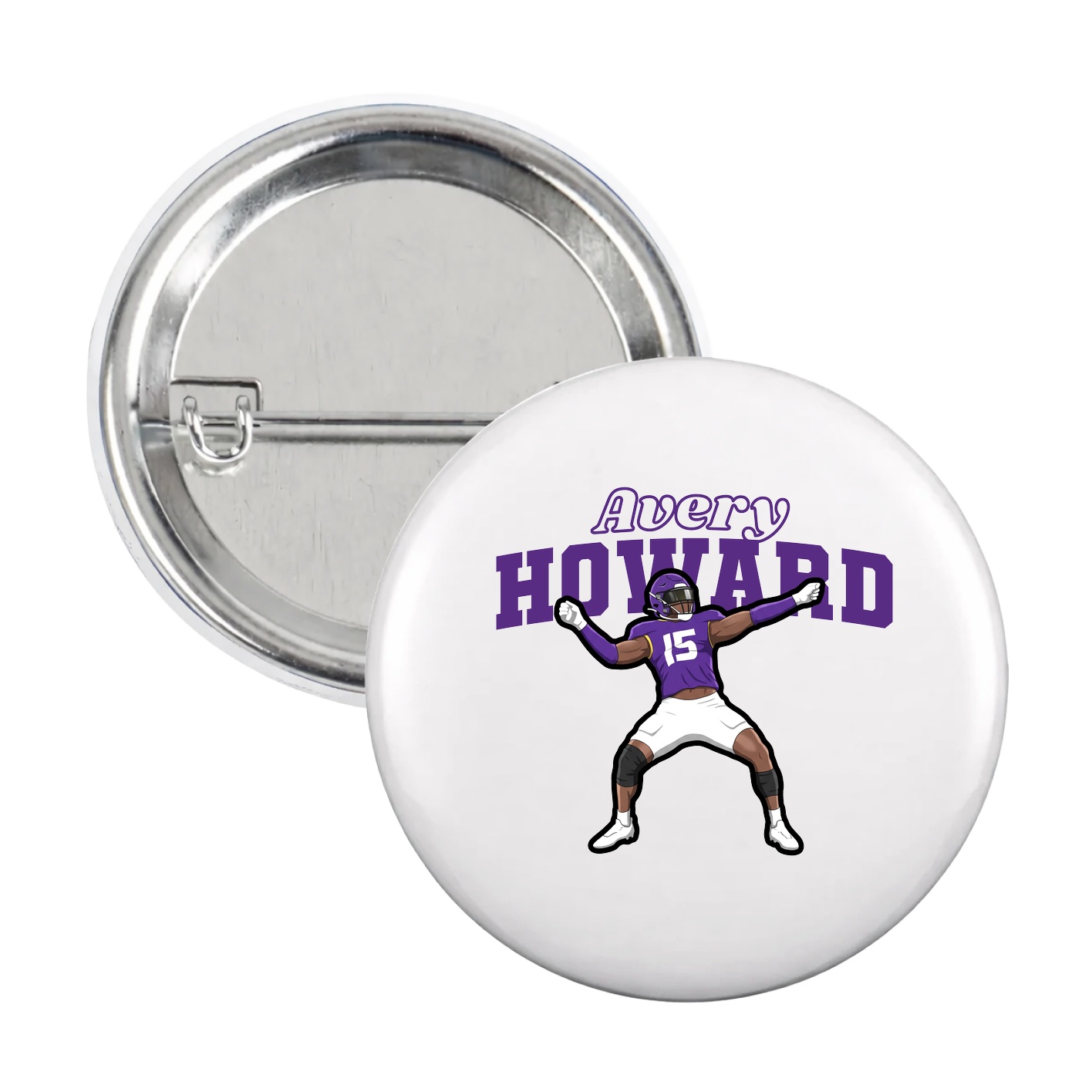 Game Day Button — Name Arch in White