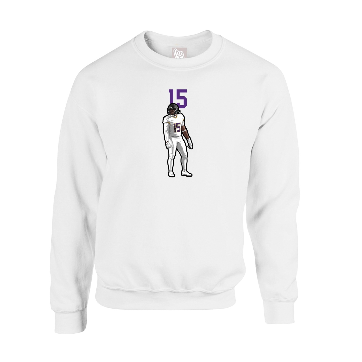 Fleece Crew — Number Top in White