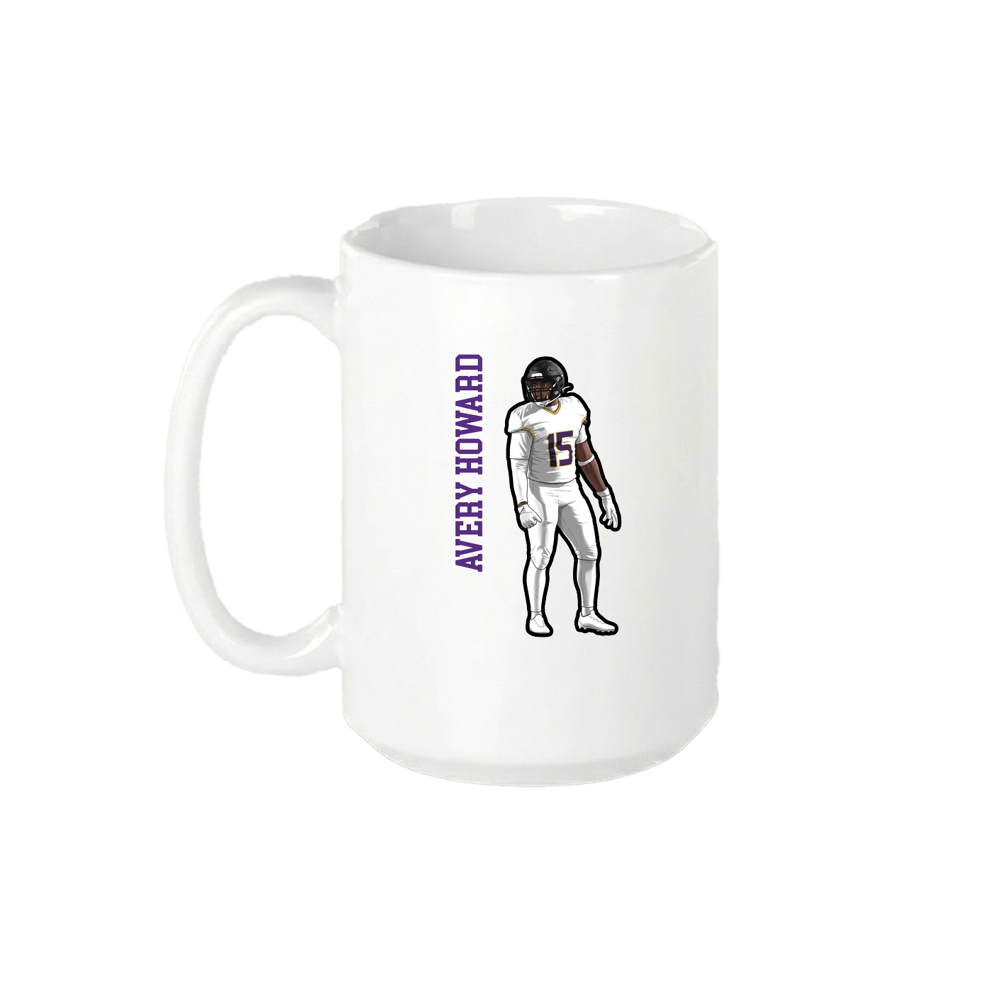 15oz Coffee Mug — Name Vertical in White