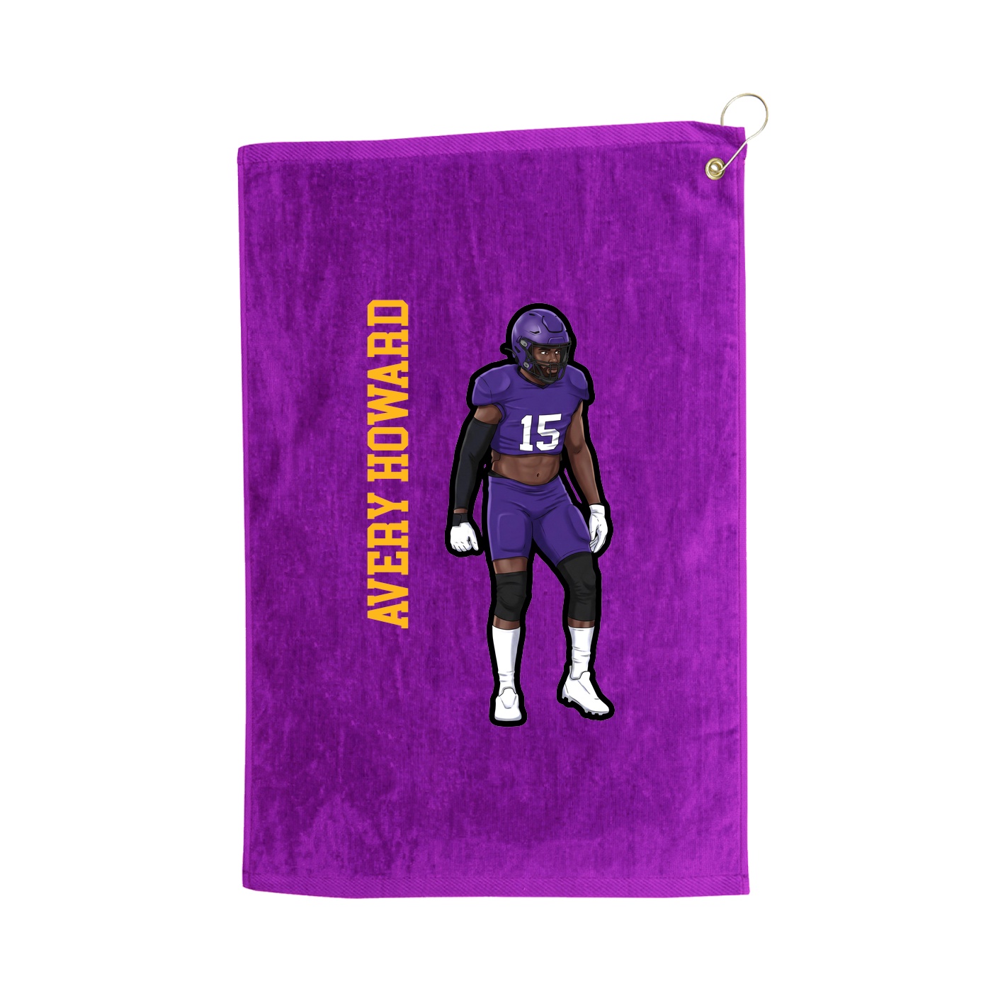 Golf Towel — Name Vertical in Purple