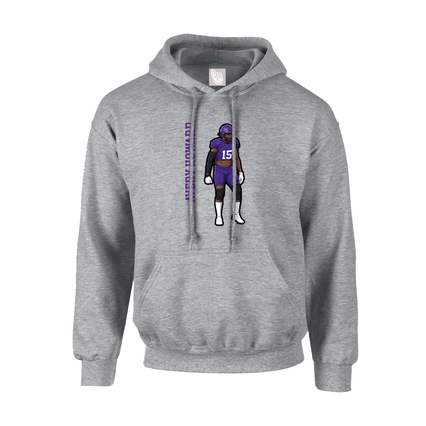 Youth Hoodie — Name Vertical in Grey