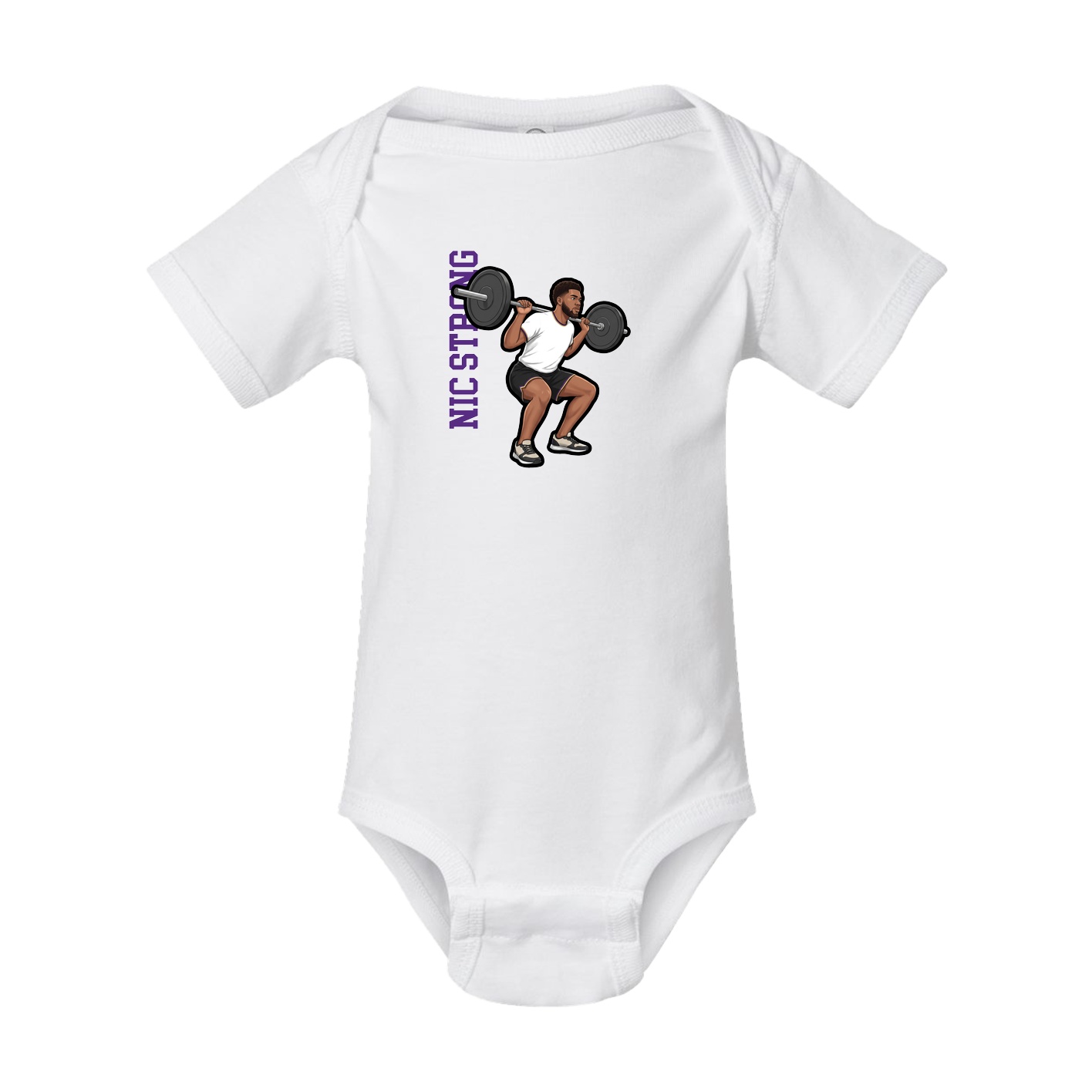 Baby Onesie — Name Vertical in White