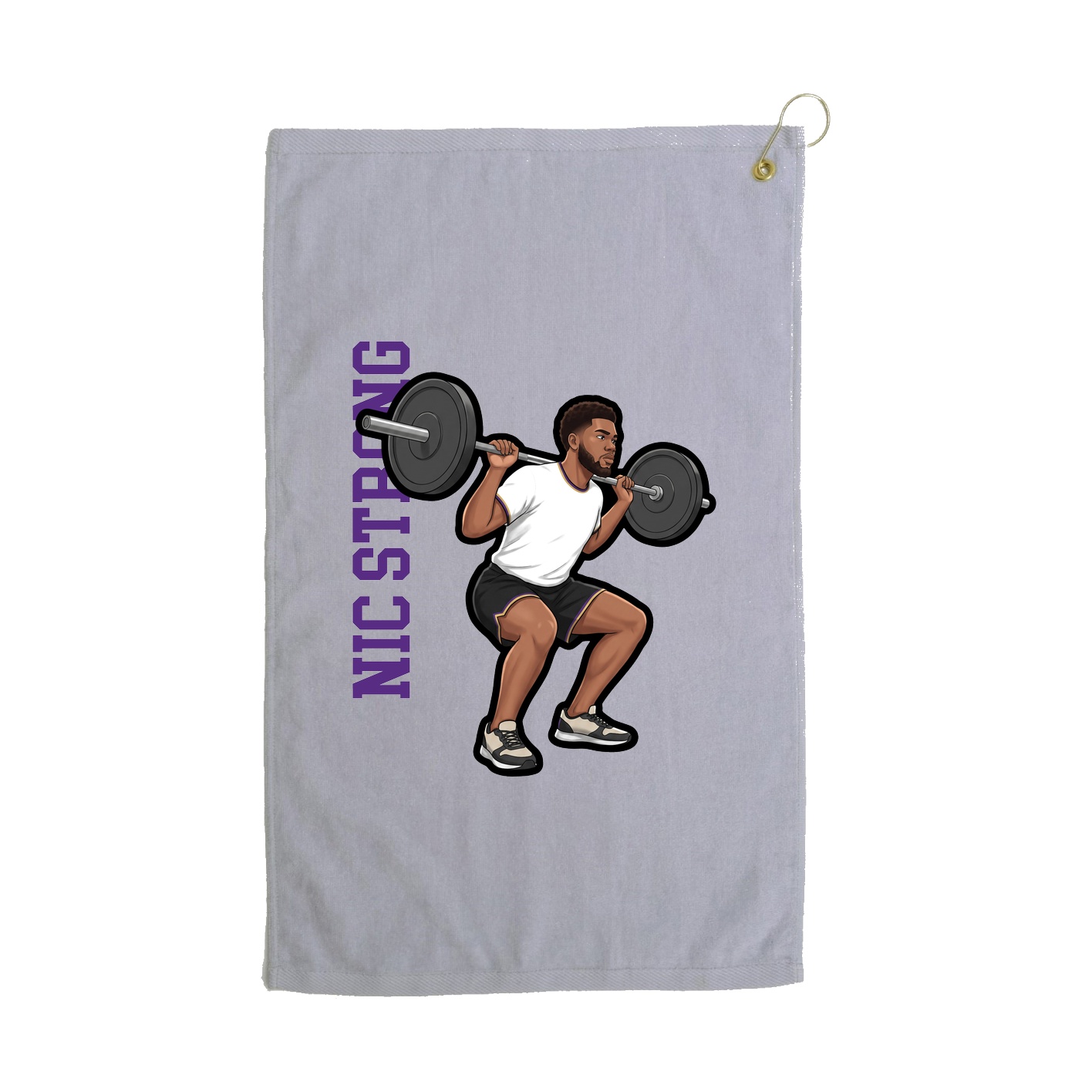 Golf Towel — Name Vertical in Grey