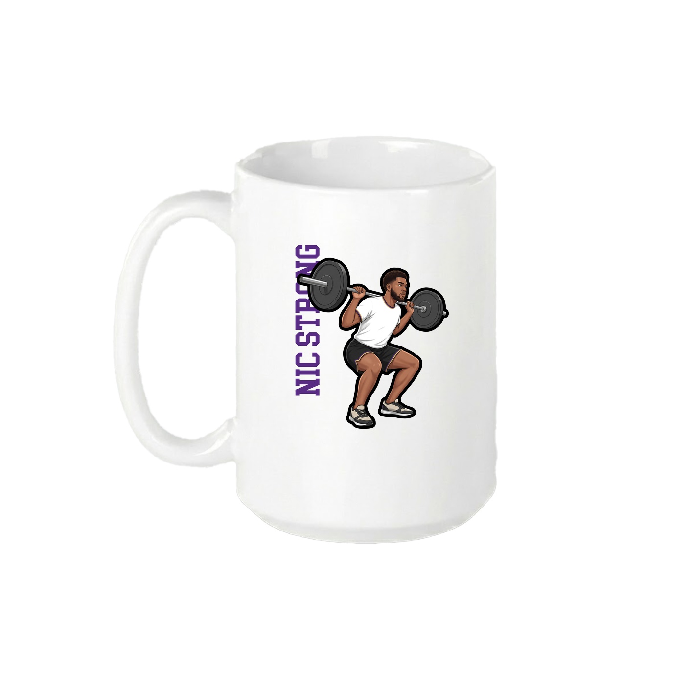 15oz Coffee Mug — Name Vertical in White
