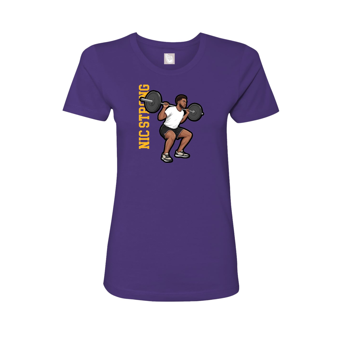 Fitted Women's Tee — Name Vertical in Purple
