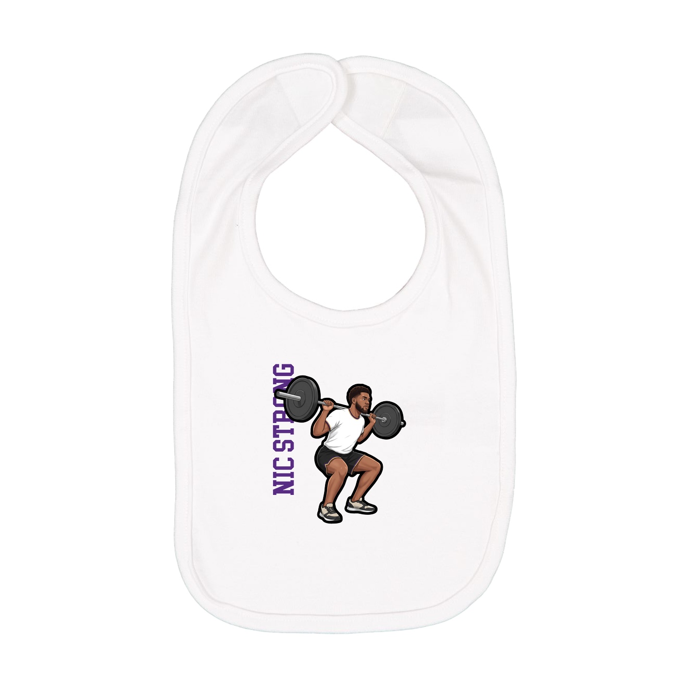 Infant Bib — Name Vertical in White