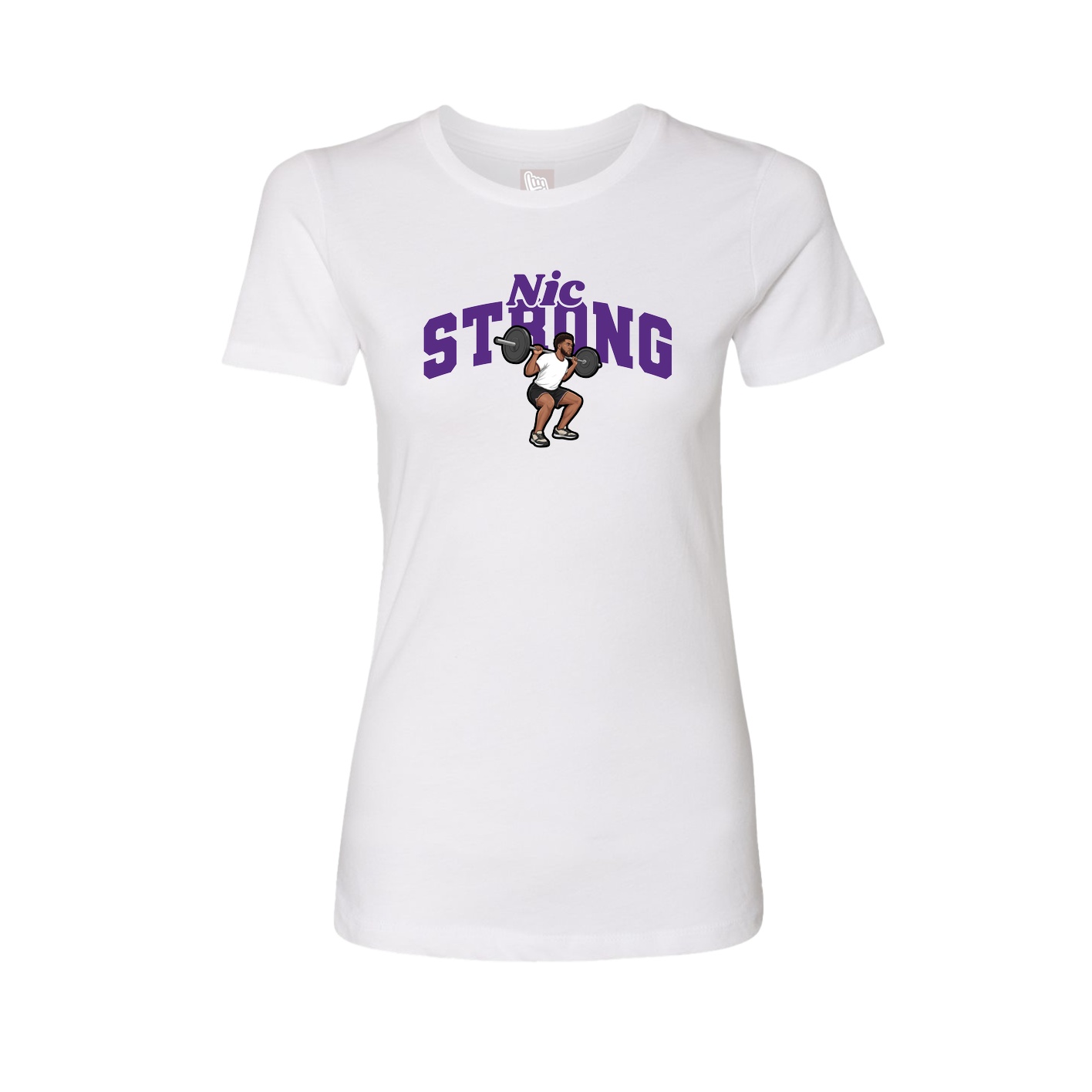 Fitted Women's Tee — Signature Arch in White
