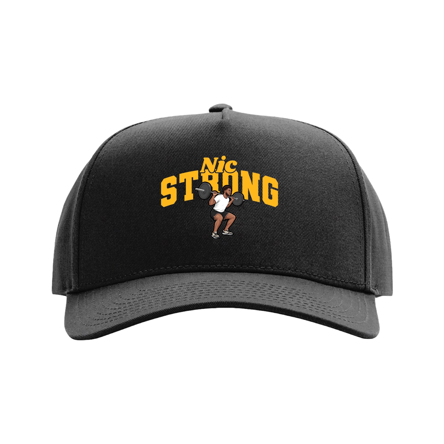 Full Fabric Five-Panel Champ Cap — Signature Arch in Black