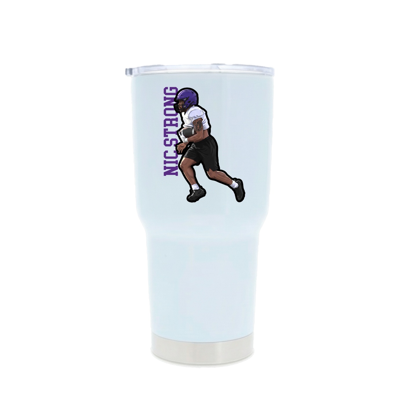 30oz Stainless Steel Tumbler — Name Vertical in White
