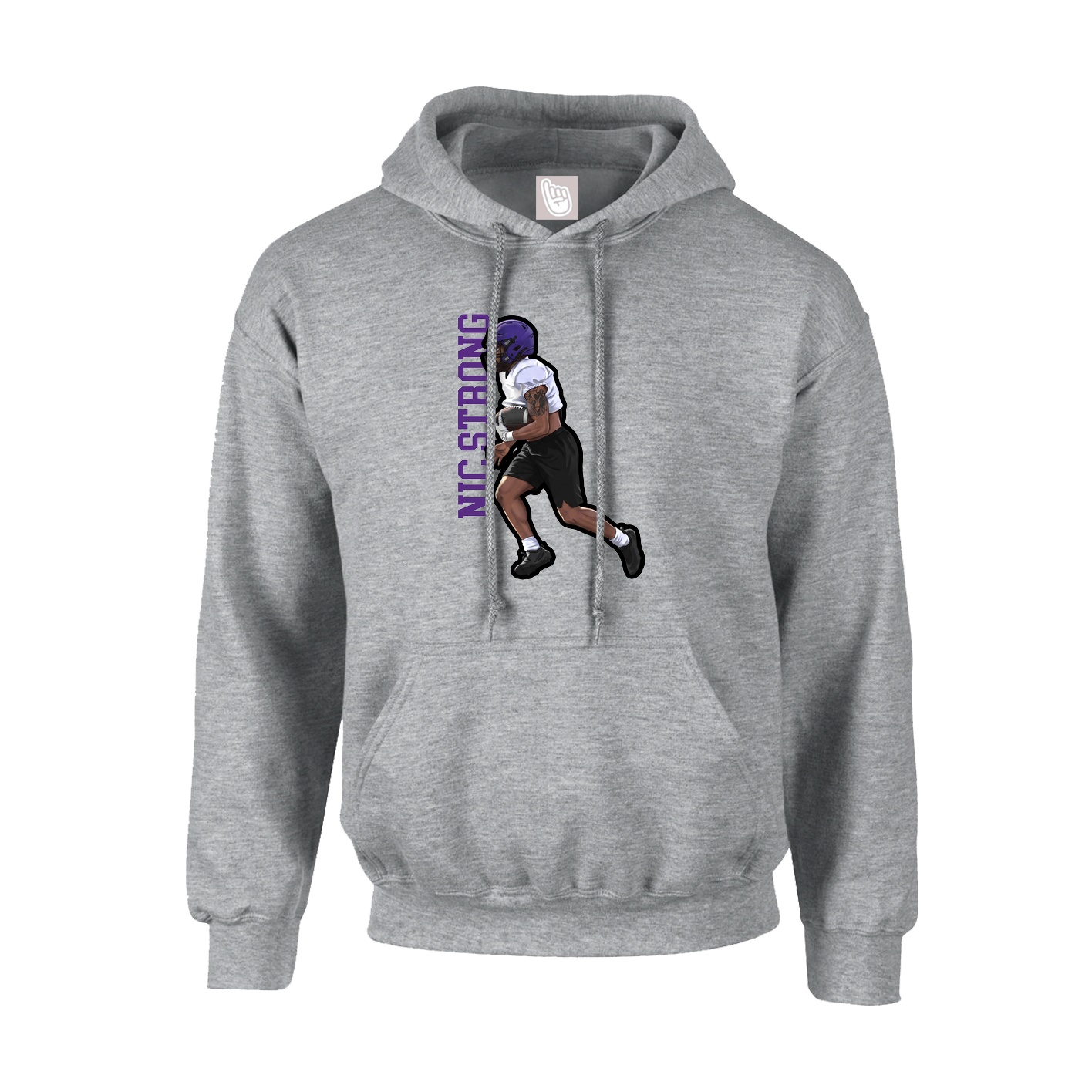 Youth Hoodie — Name Vertical in Grey