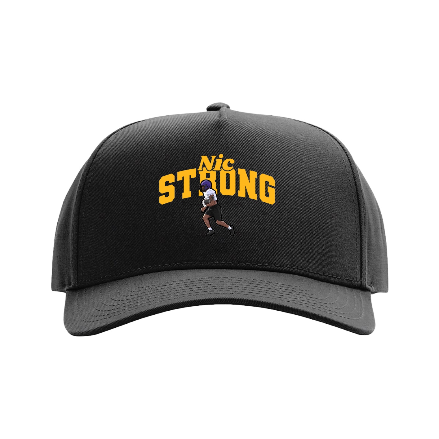 Full Fabric Five-Panel Champ Cap — Signature Arch in Black