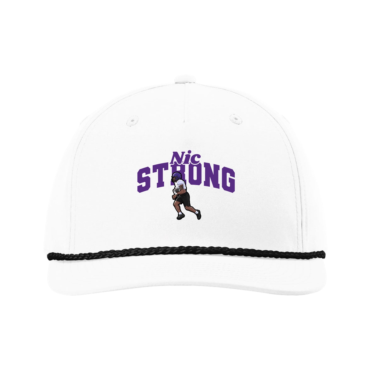 Five-Panel Classic Rope Cap — Signature Arch in White