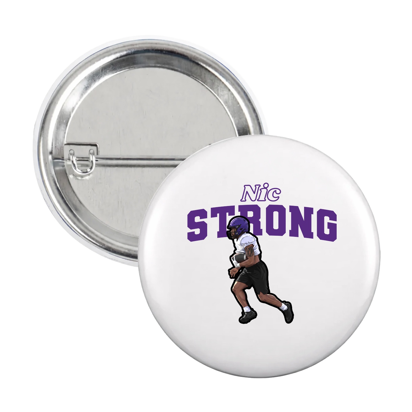 Game Day Button — Name Arch in White