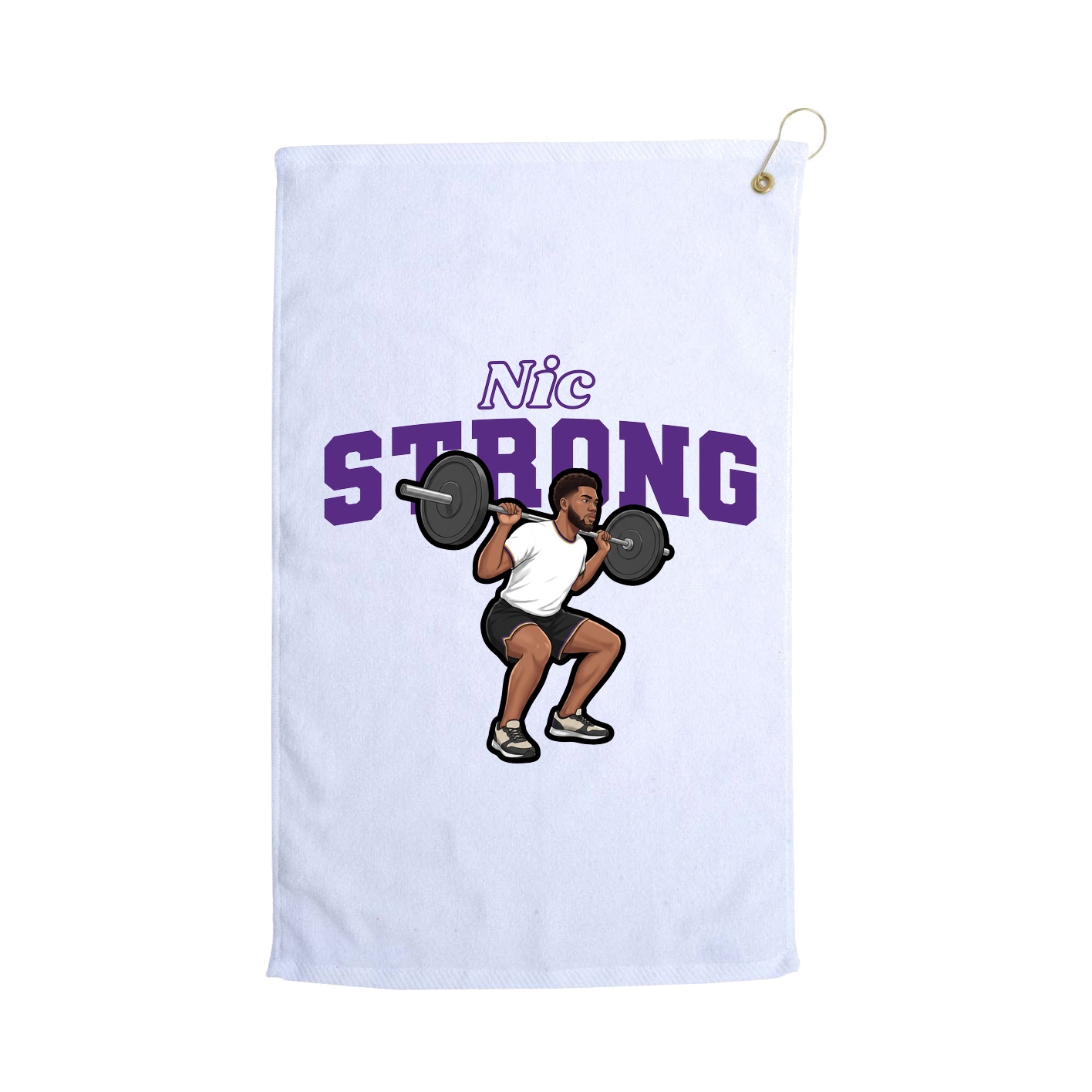 Golf Towel — Name Arch in White