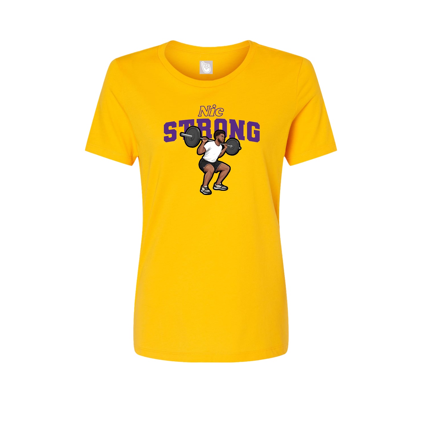 Fitted Women's Tee — Name Arch in Gold