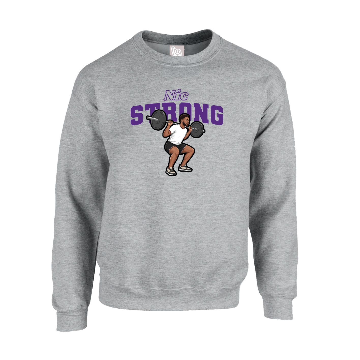 Fleece Crew — Name Arch in Grey