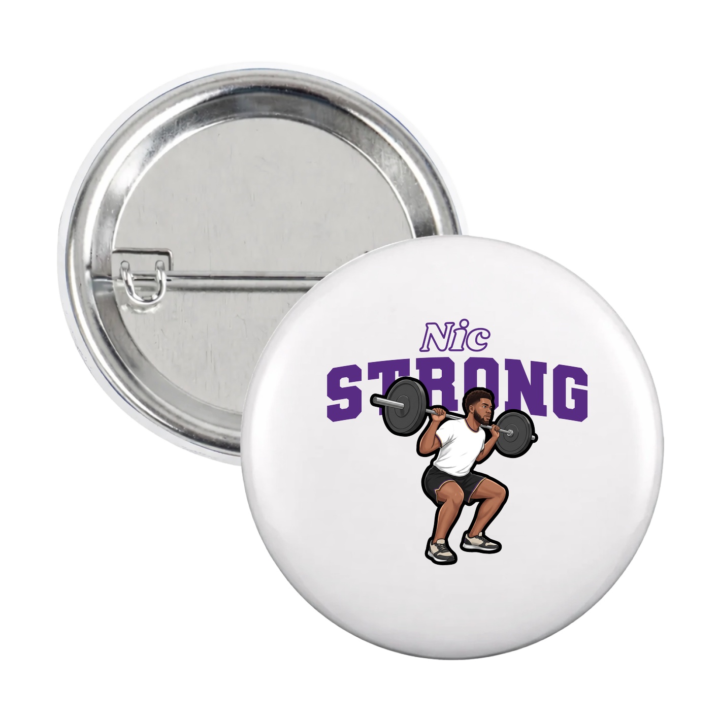 Game Day Button — Name Arch in White