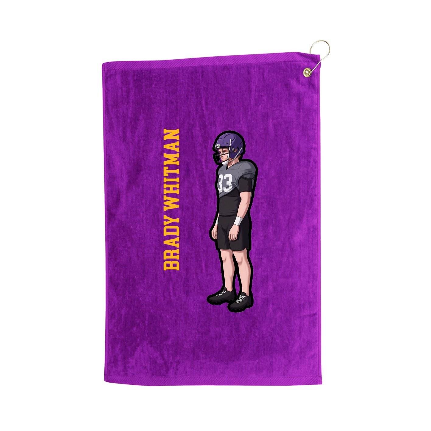 Golf Towel — Name Vertical in Purple