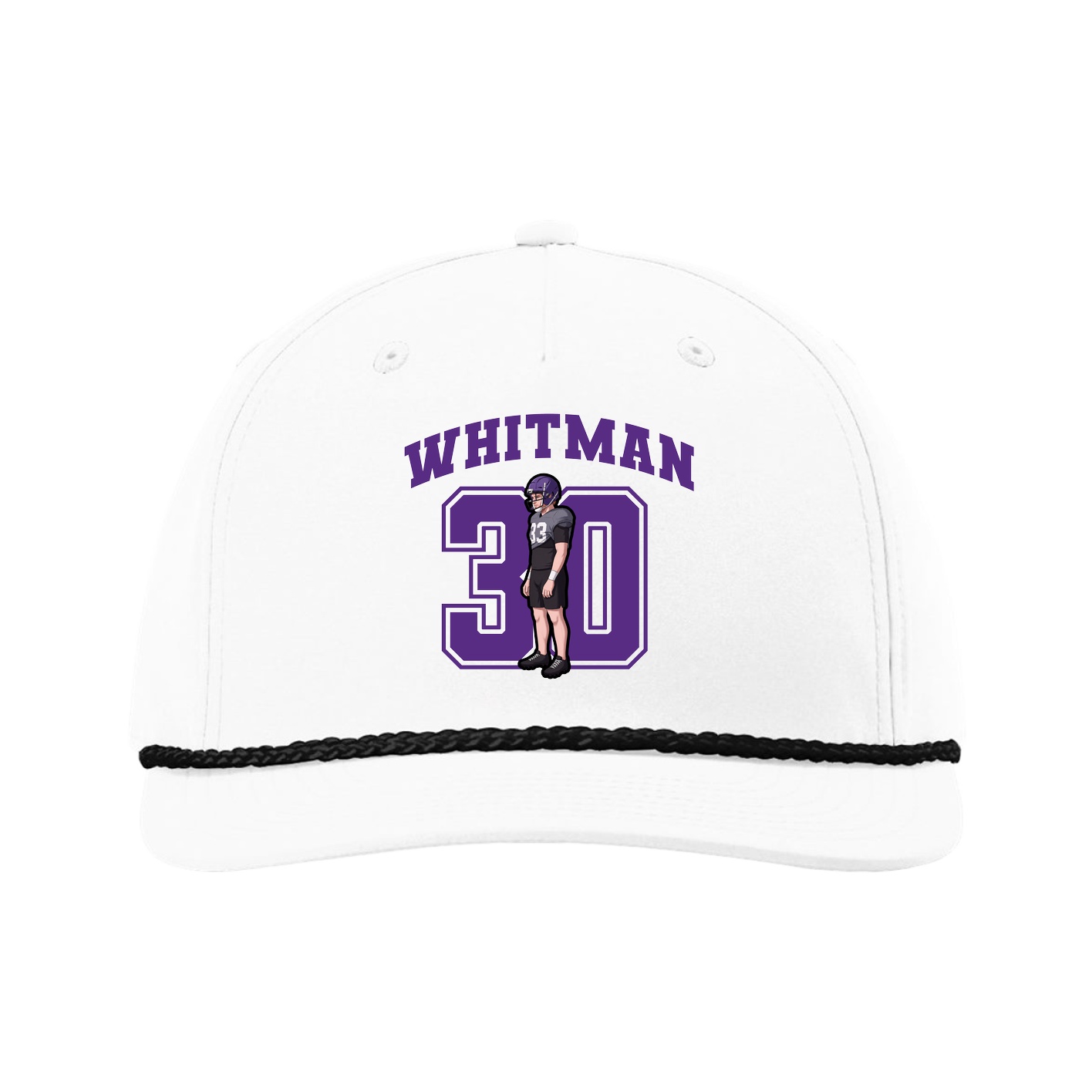 Five-Panel Classic Rope Cap — Number in White