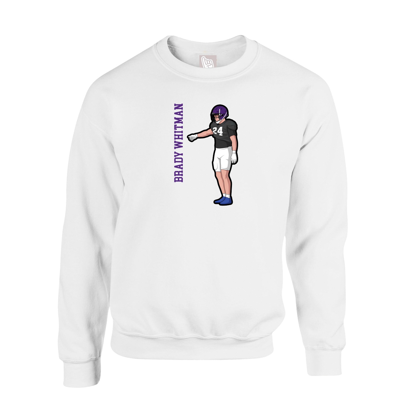 Fleece Crew — Name Vertical in White