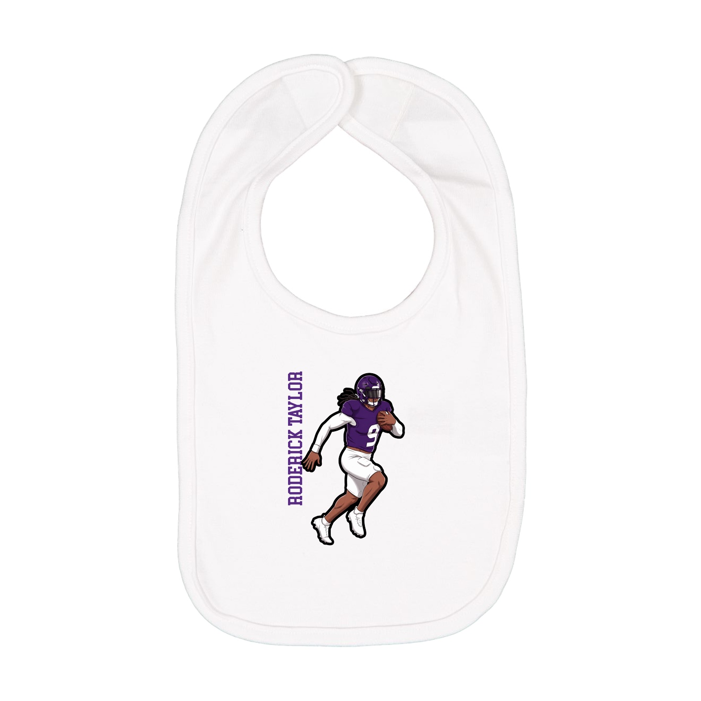 Infant Bib — Name Vertical in White