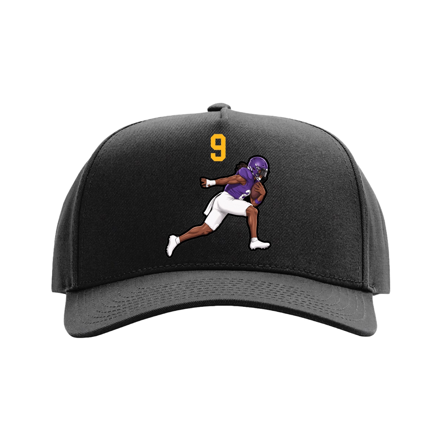 Full Fabric Five-Panel Champ Cap — Number Top in Black