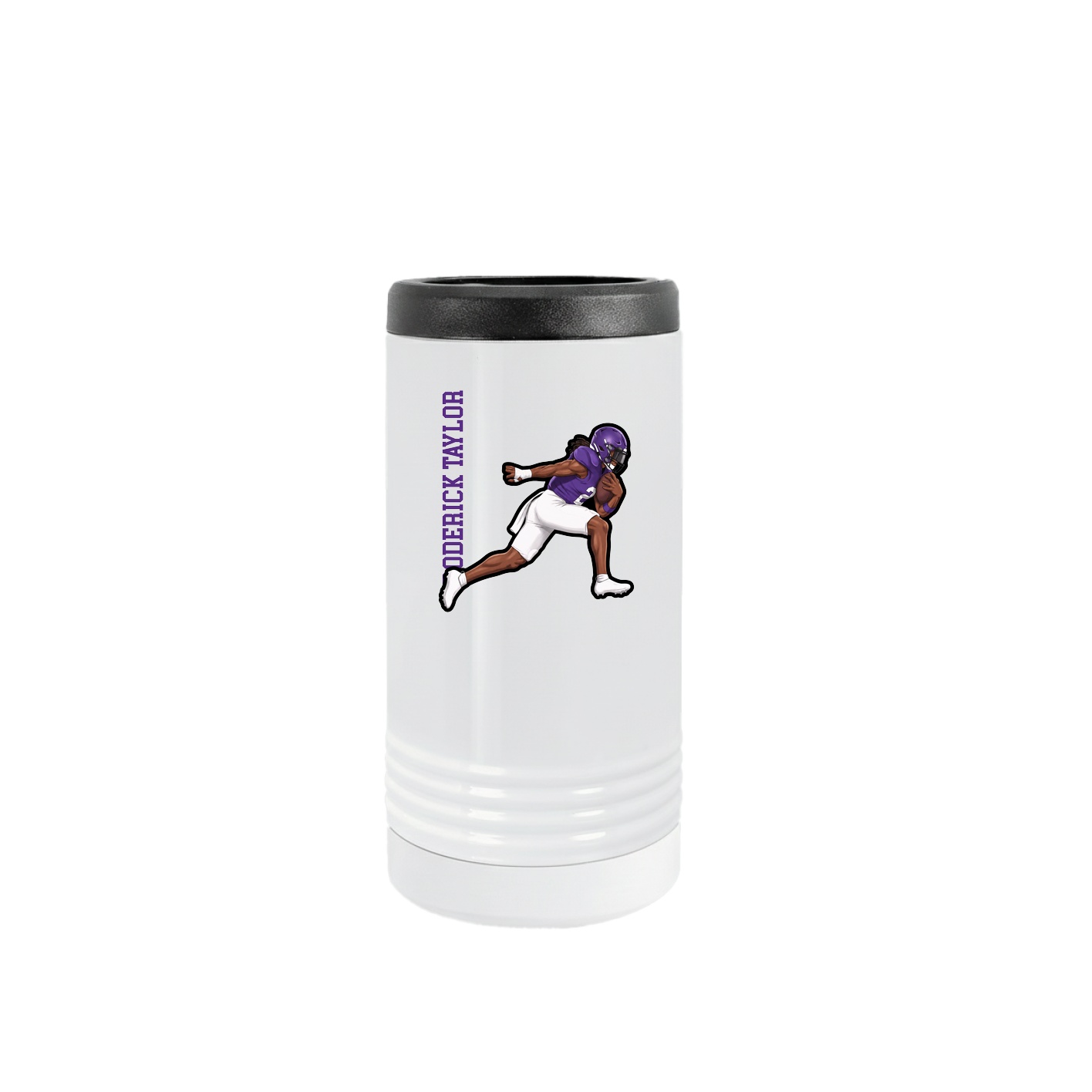 Slim Beverage Holder — Name Vertical in White
