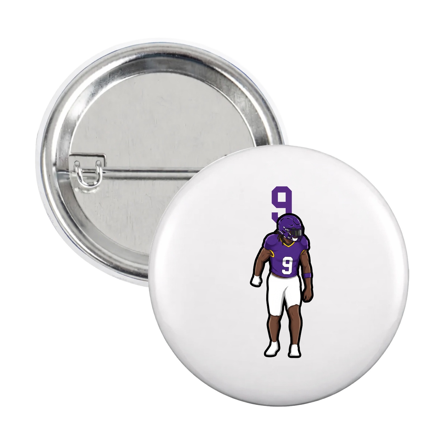 Game Day Button — Number Top in White