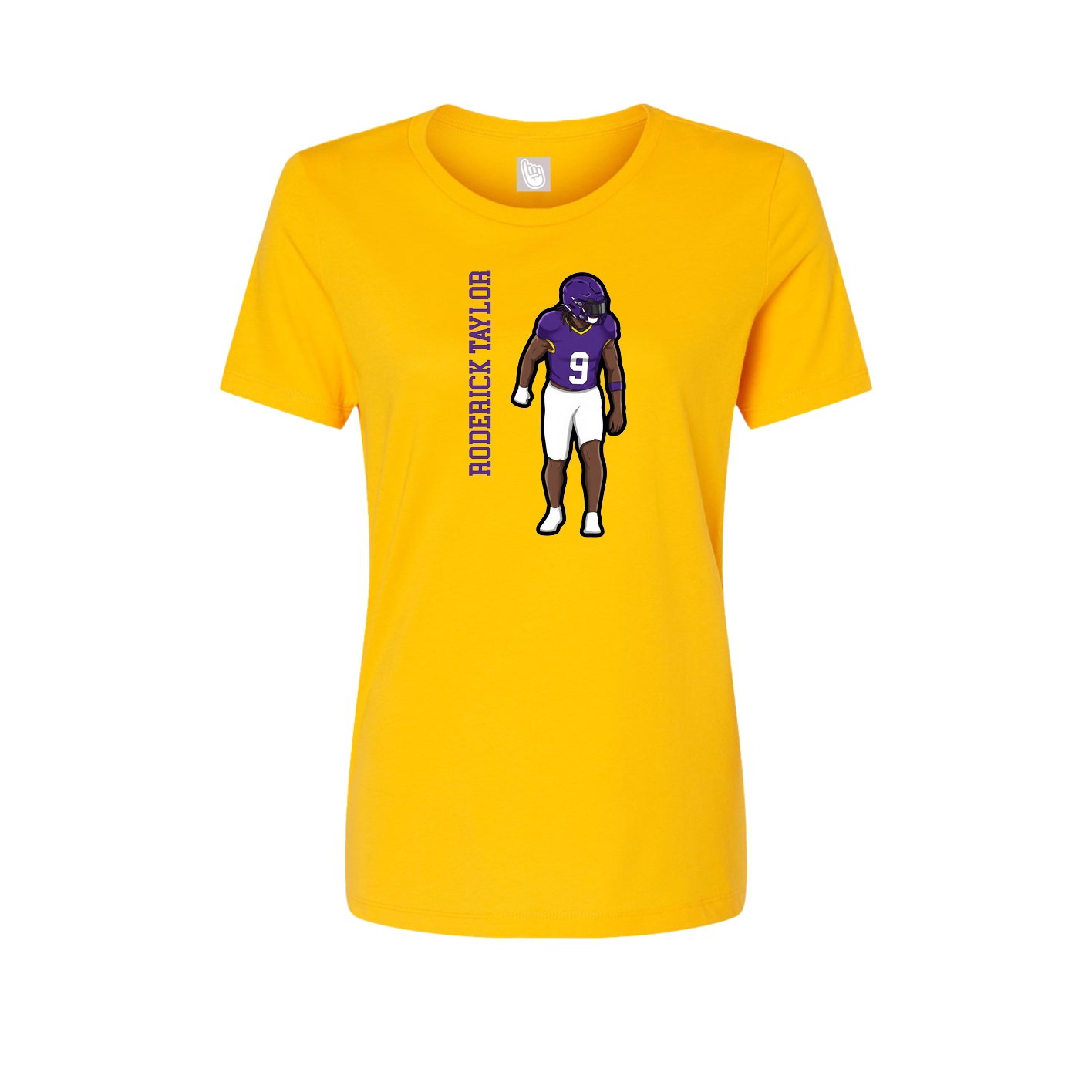 Fitted Women's Tee — Name Vertical in Gold