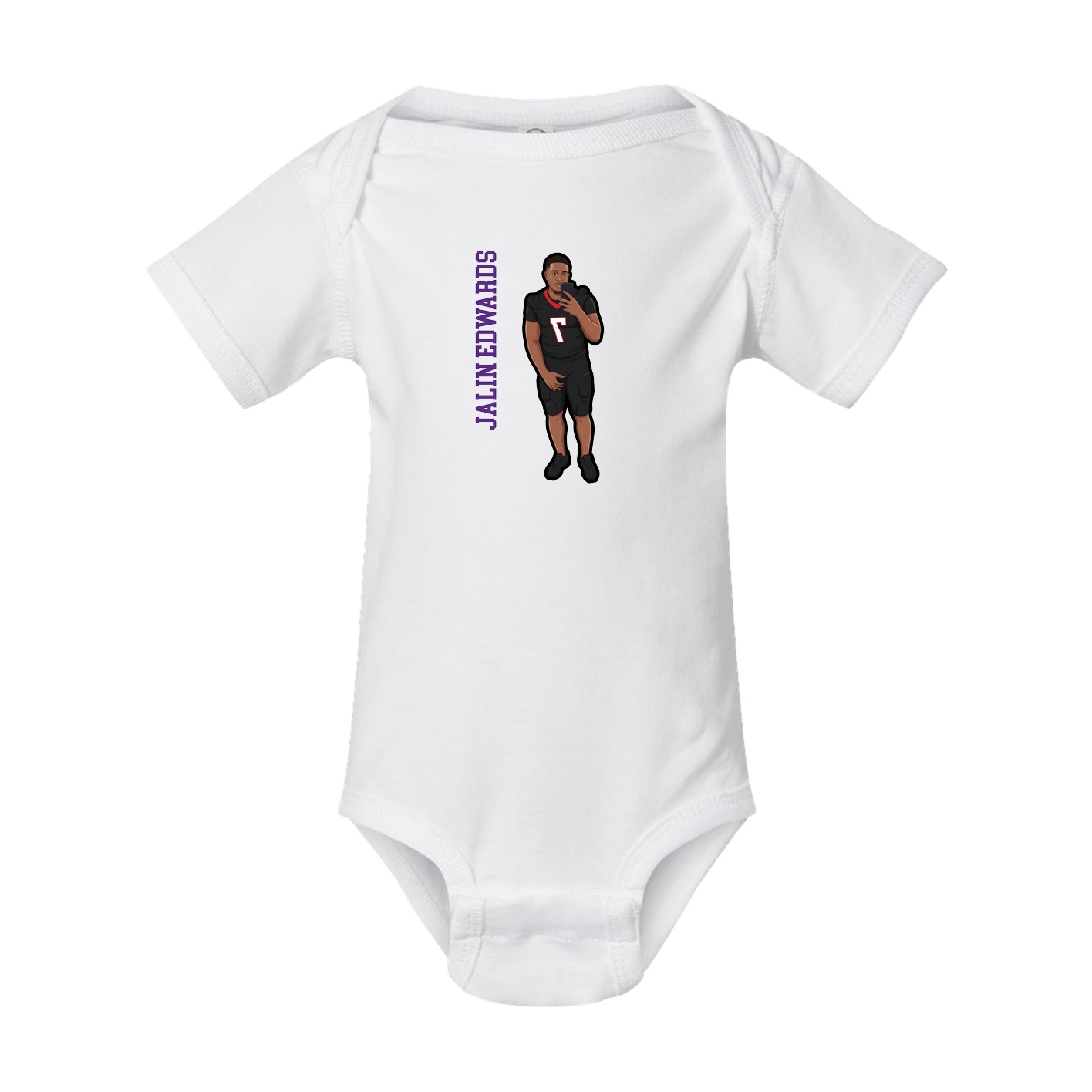 Baby Onesie — Name Vertical in White
