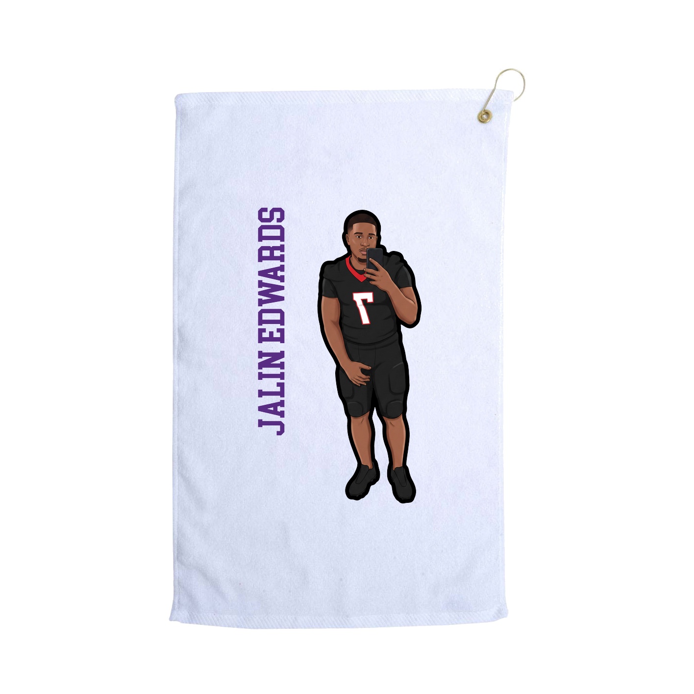 Golf Towel — Name Vertical in White