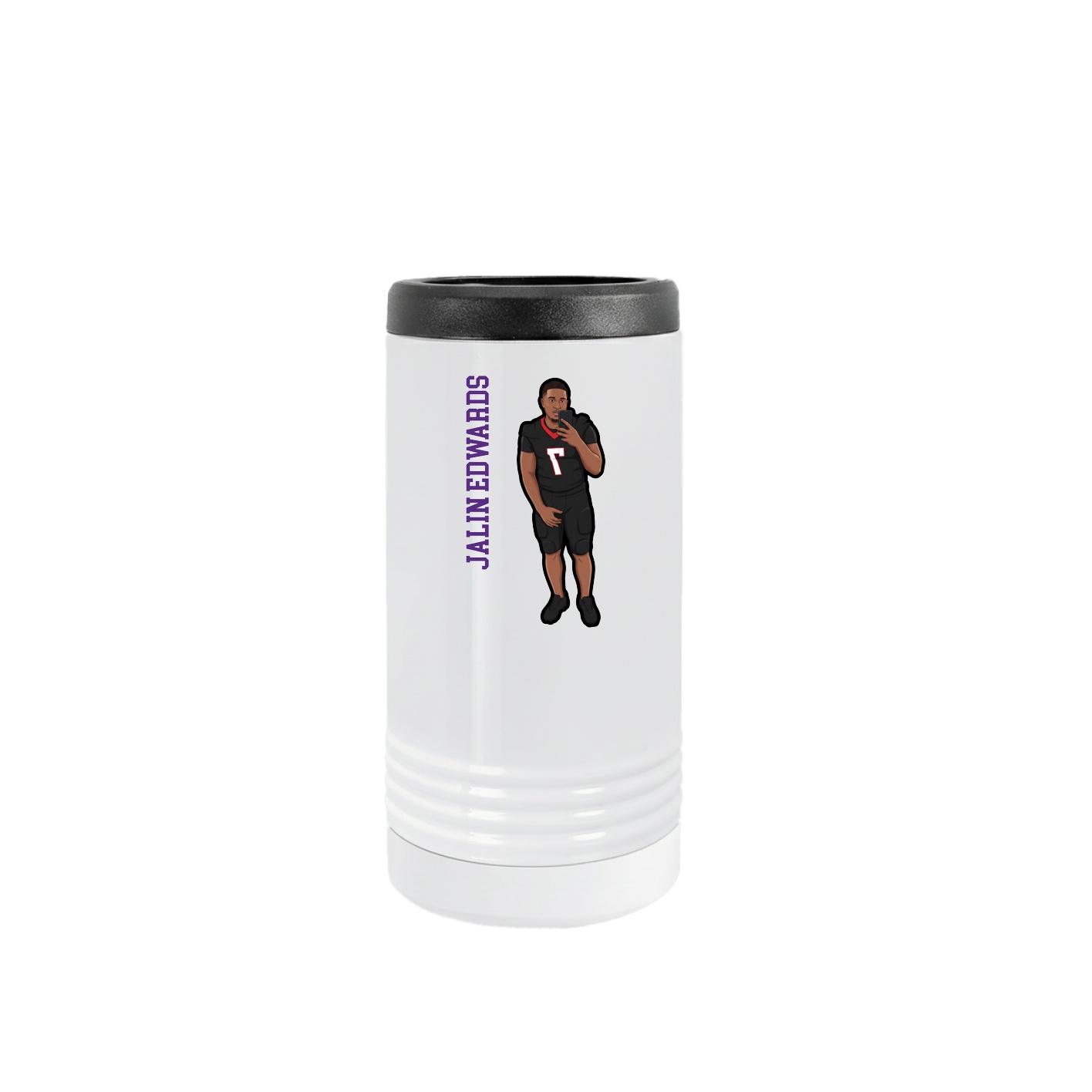 Slim Beverage Holder — Name Vertical in White