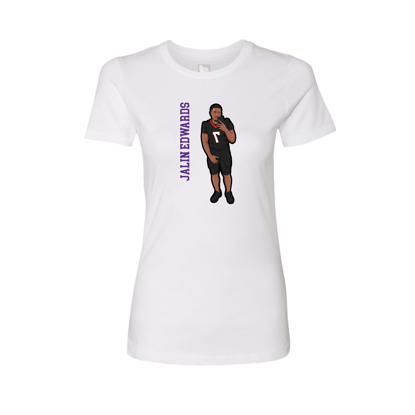 Fitted Women's Tee — Name Vertical in White