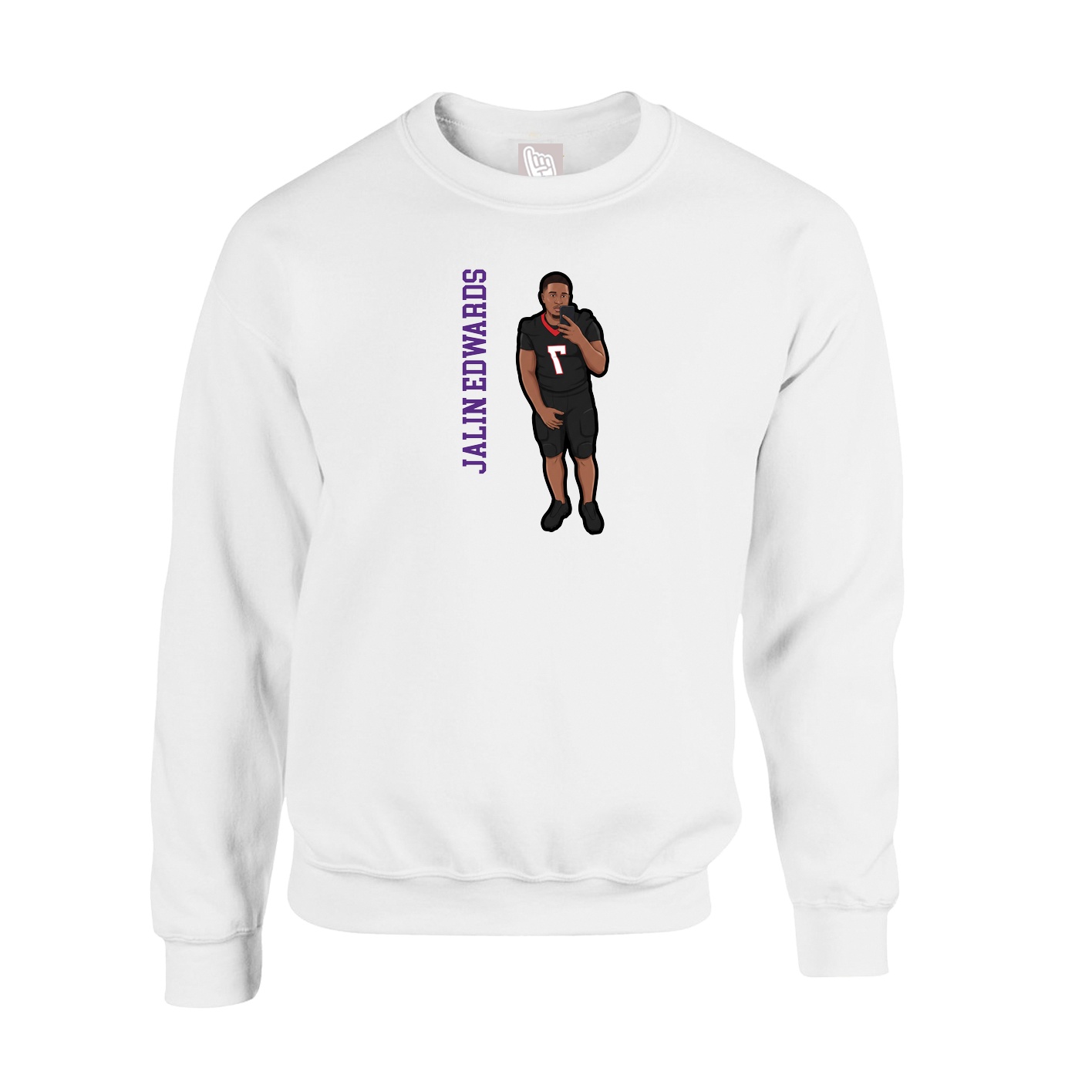Fleece Crew — Name Vertical in White