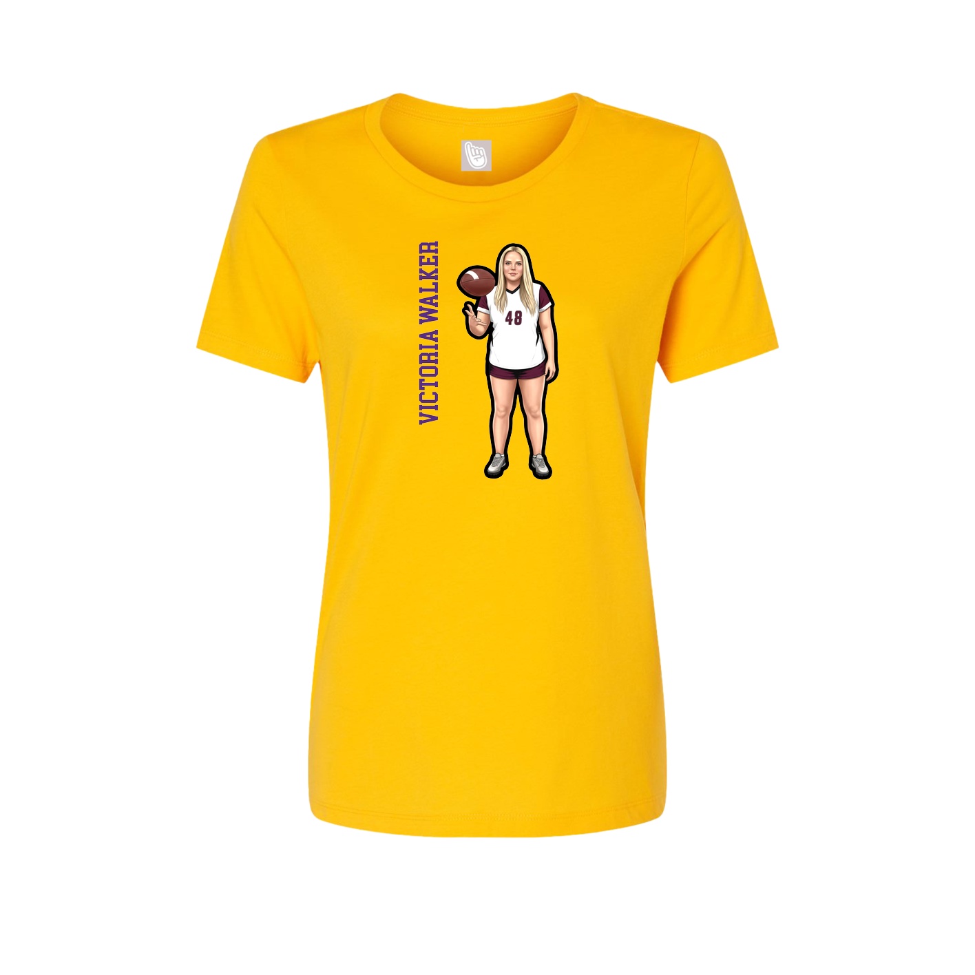Fitted Women's Tee — Name Vertical in Gold
