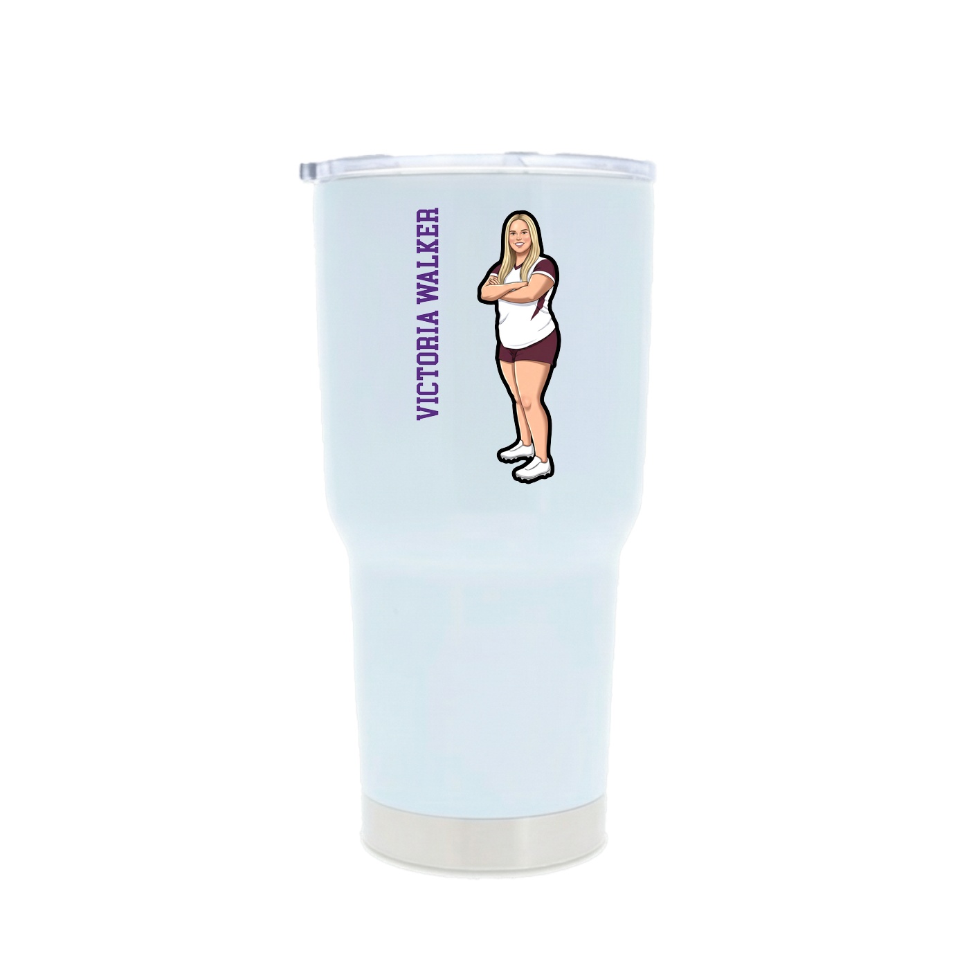 30oz Stainless Steel Tumbler — Name Vertical in White