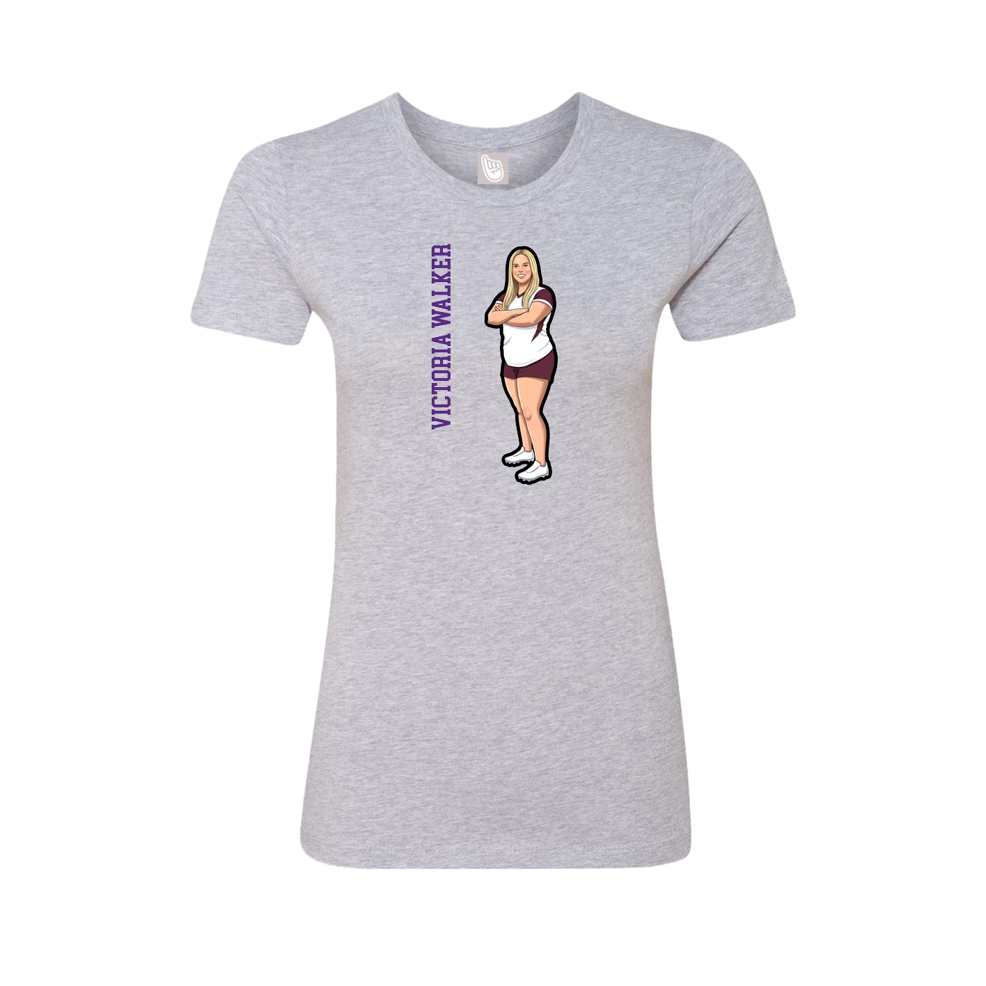 Fitted Women's Tee — Name Vertical in Grey