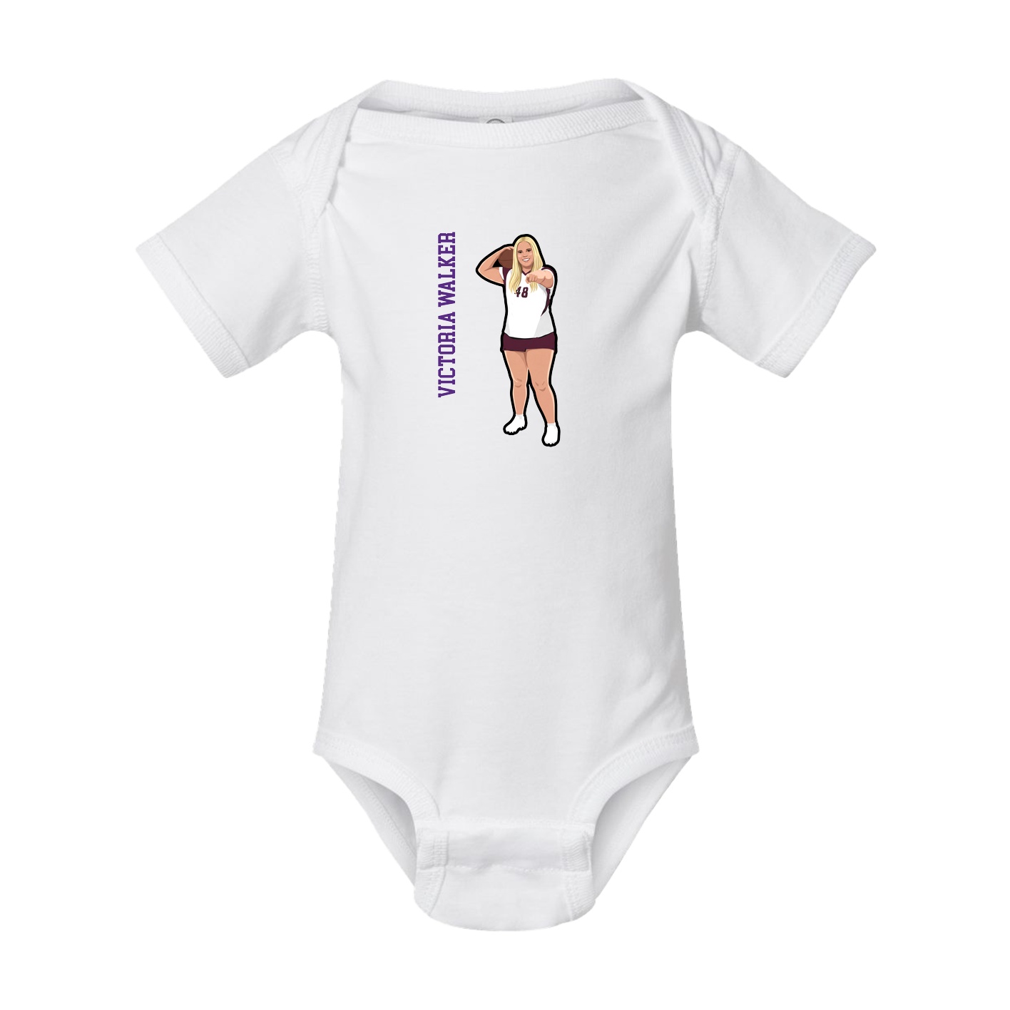 Baby Onesie — Name Vertical in White