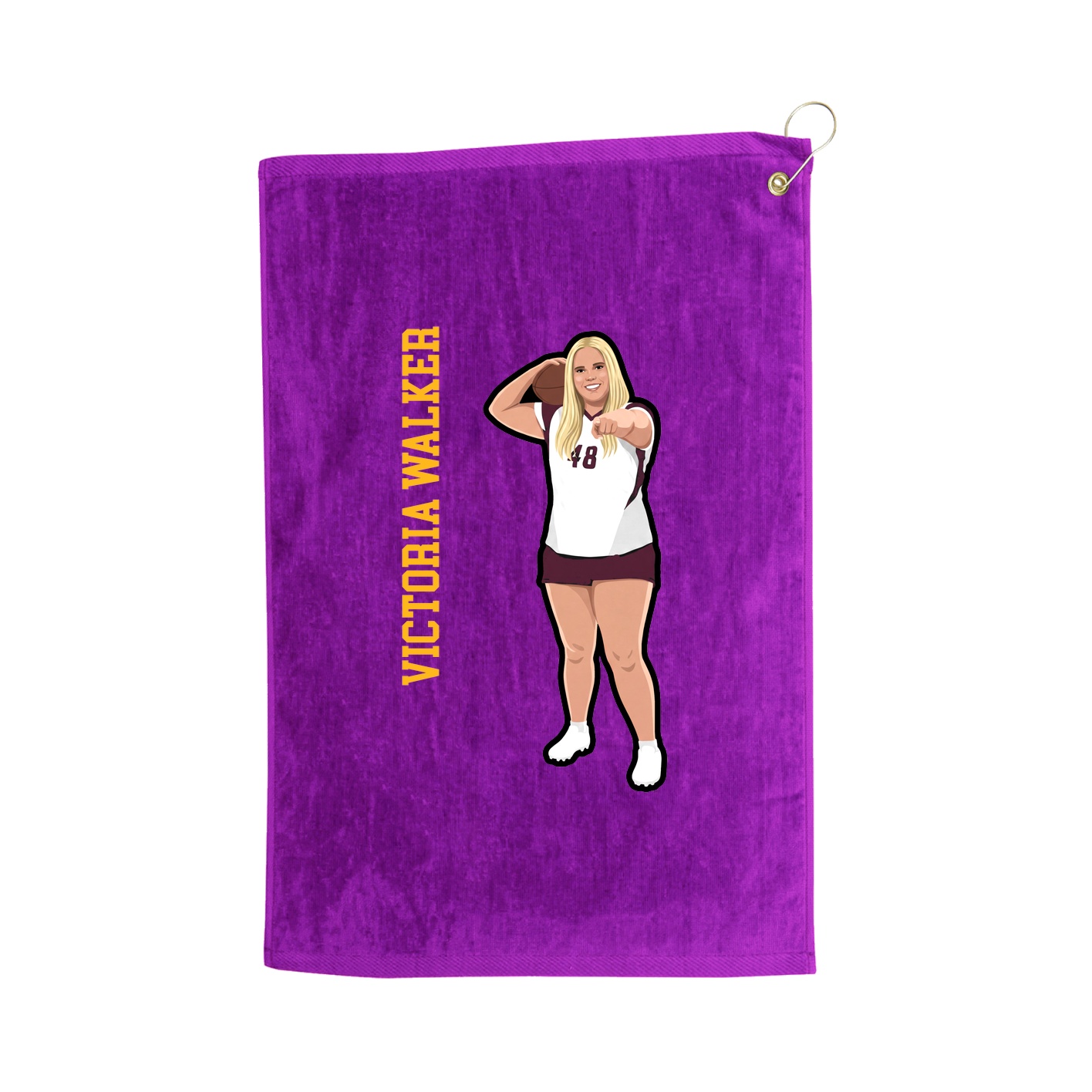 Golf Towel — Name Vertical in Purple