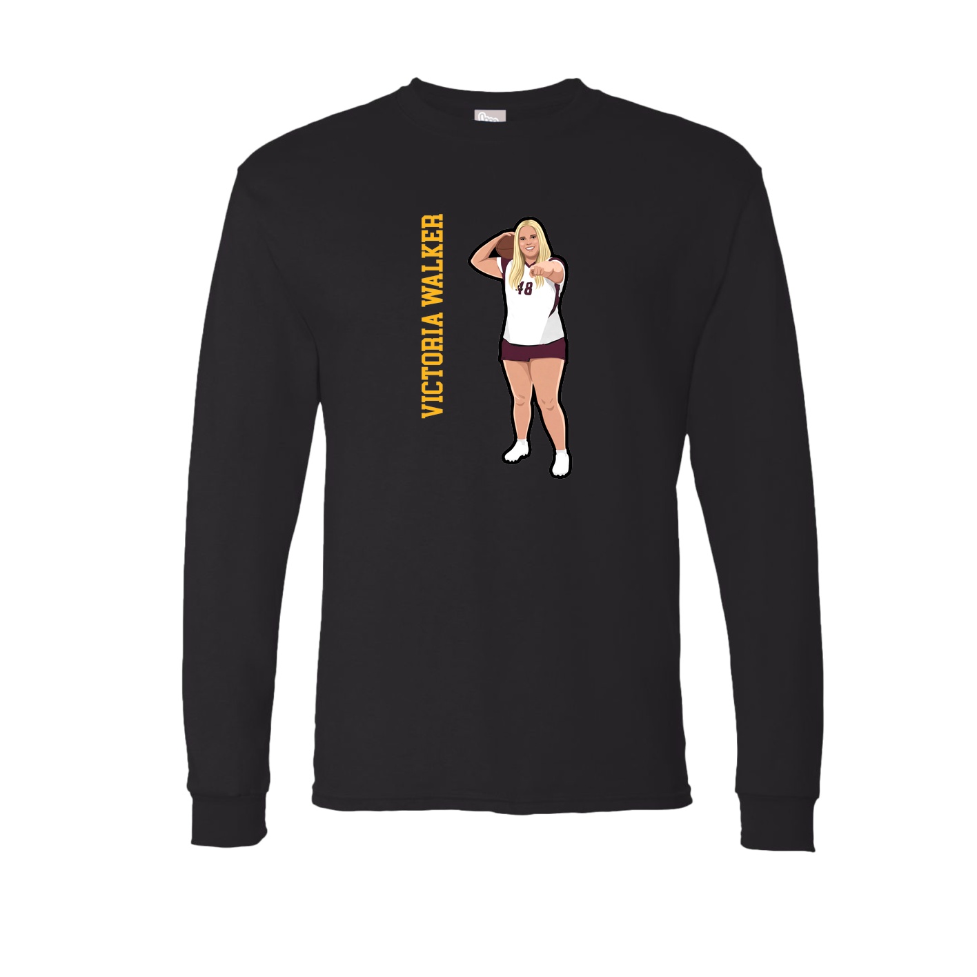 Long Sleeve Tee — Name Vertical in Black