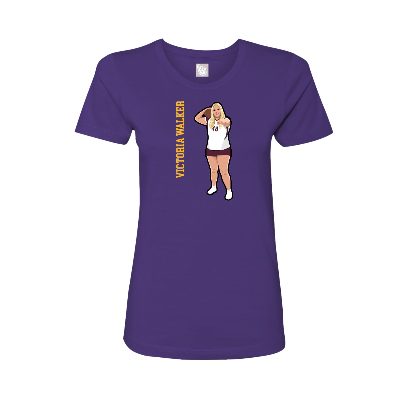 Fitted Women's Tee — Name Vertical in Purple