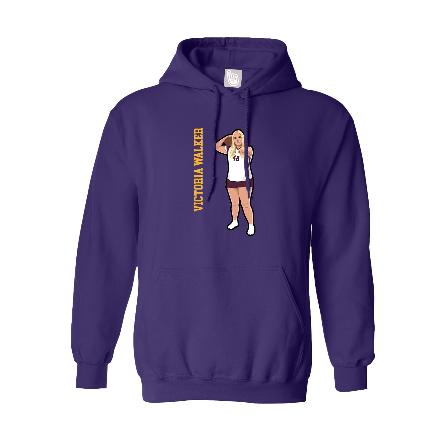 Youth Hoodie — Name Vertical in Purple